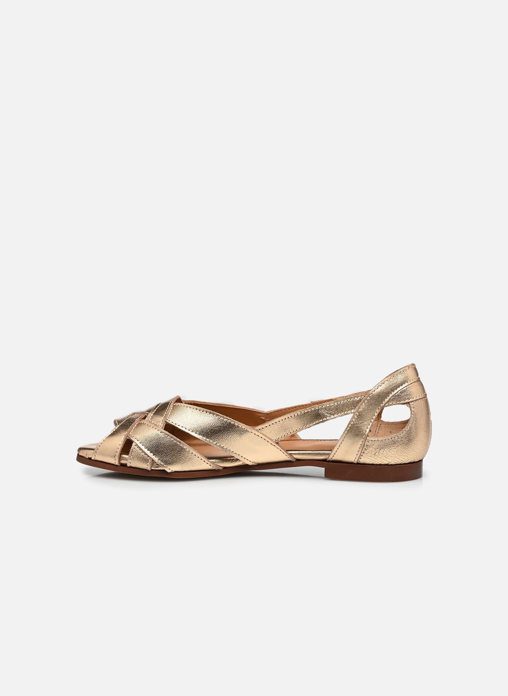 Flache Sandalen CLEMENTINE damen gold und bronze Odaje Flache Sandalen CLEMENTINE damen gold und bronze Cuir Doré