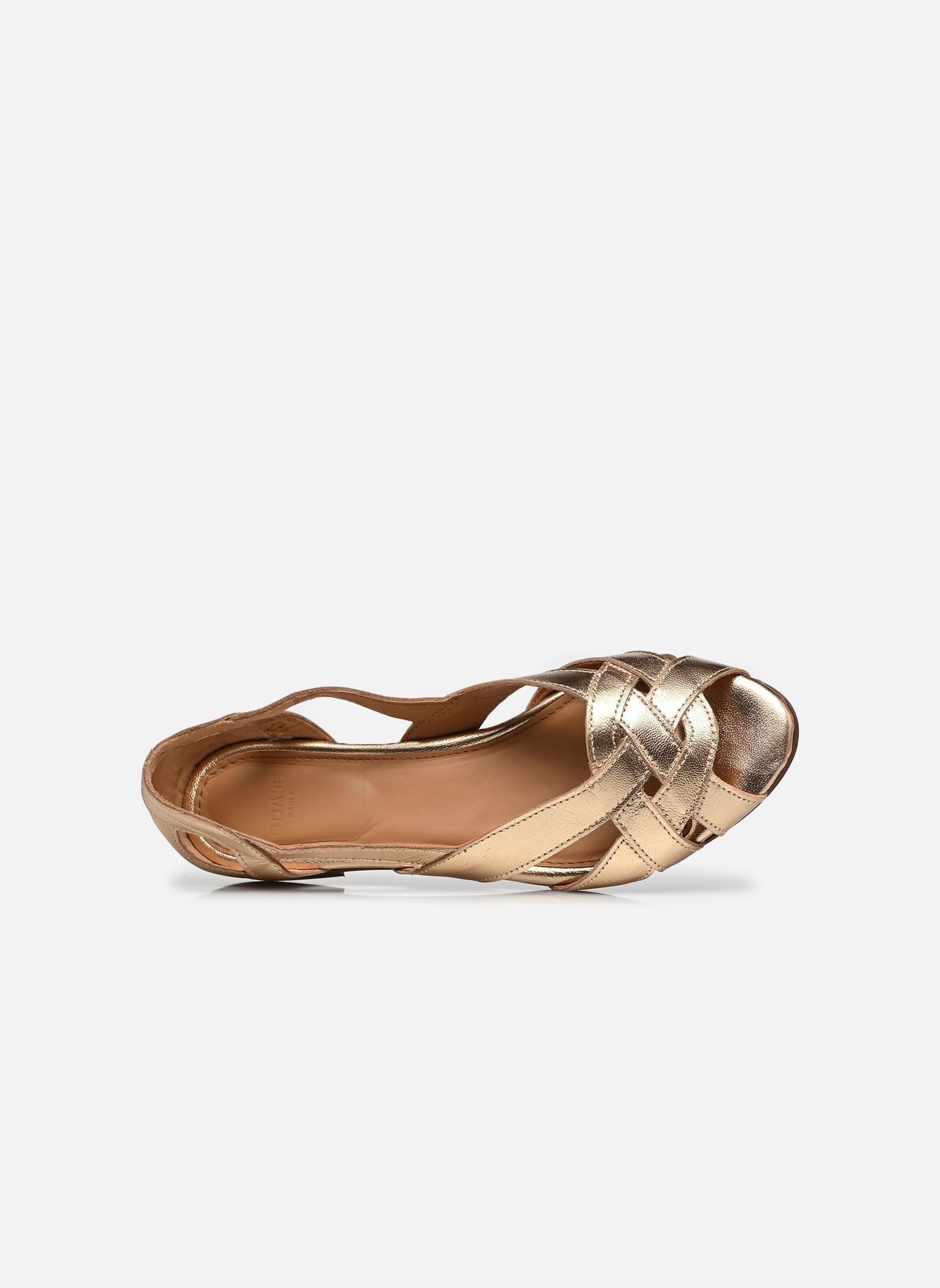 Flache Sandalen CLEMENTINE damen gold und bronze Odaje Flache Sandalen CLEMENTINE damen gold und bronze Cuir Doré