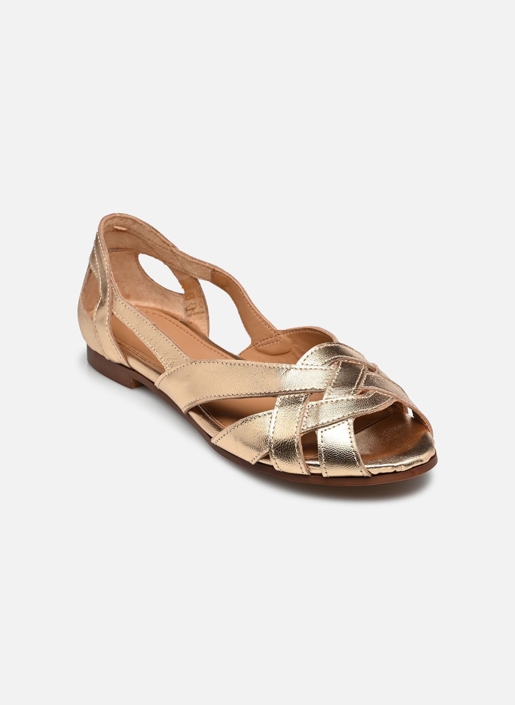 Flache Sandalen CLEMENTINE damen gold und bronze Odaje Flache Sandalen CLEMENTINE damen gold und bronze Cuir Doré