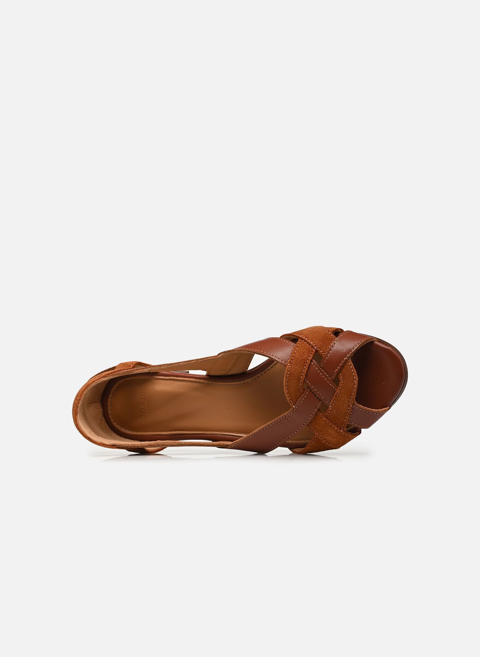 Flache Sandalen CLEMENTINE damen braun Odaje Flache Sandalen CLEMENTINE damen braun Cuir et suède cognac