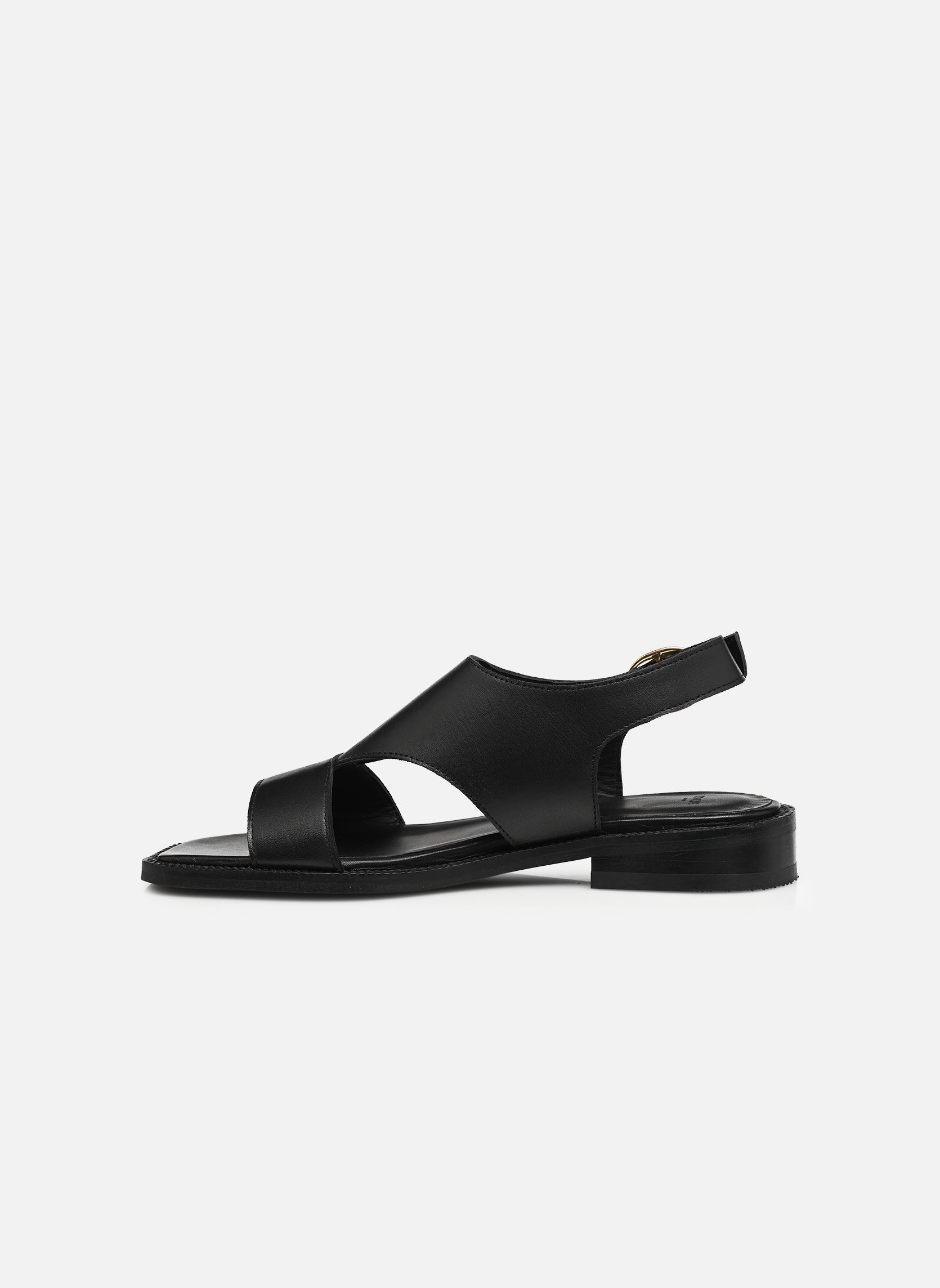 Sandales plates CORTE femme noir Odaje Sandales plates CORTE femme noir CUIR NOIR