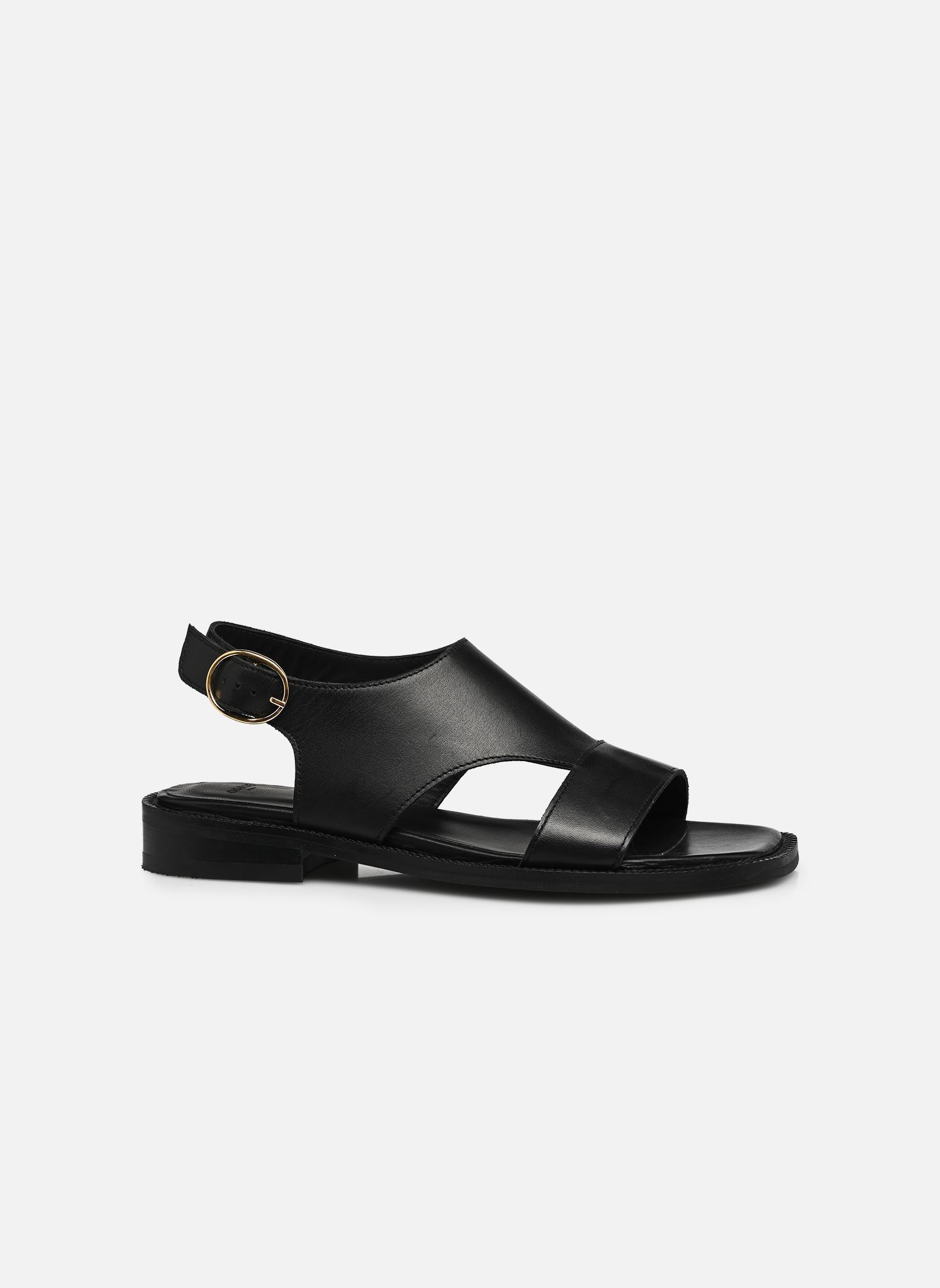 Sandales plates CORTE femme noir Odaje Sandales plates CORTE femme noir CUIR NOIR