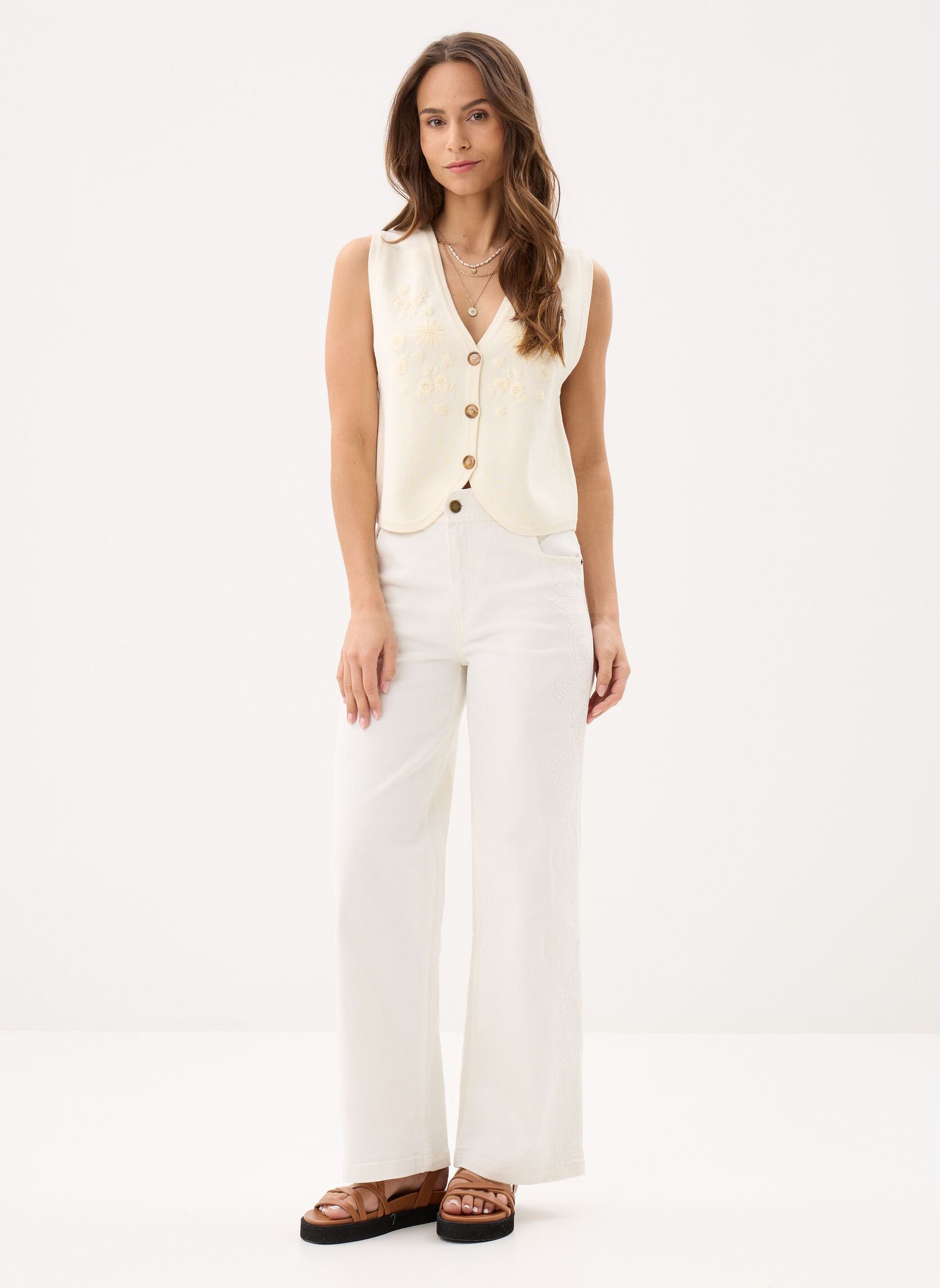 Wijde jeans / Flared Jeans Solange dames wit Louise Misha Wijde jeans / Flared Jeans Solange dames wit OFF WHITE