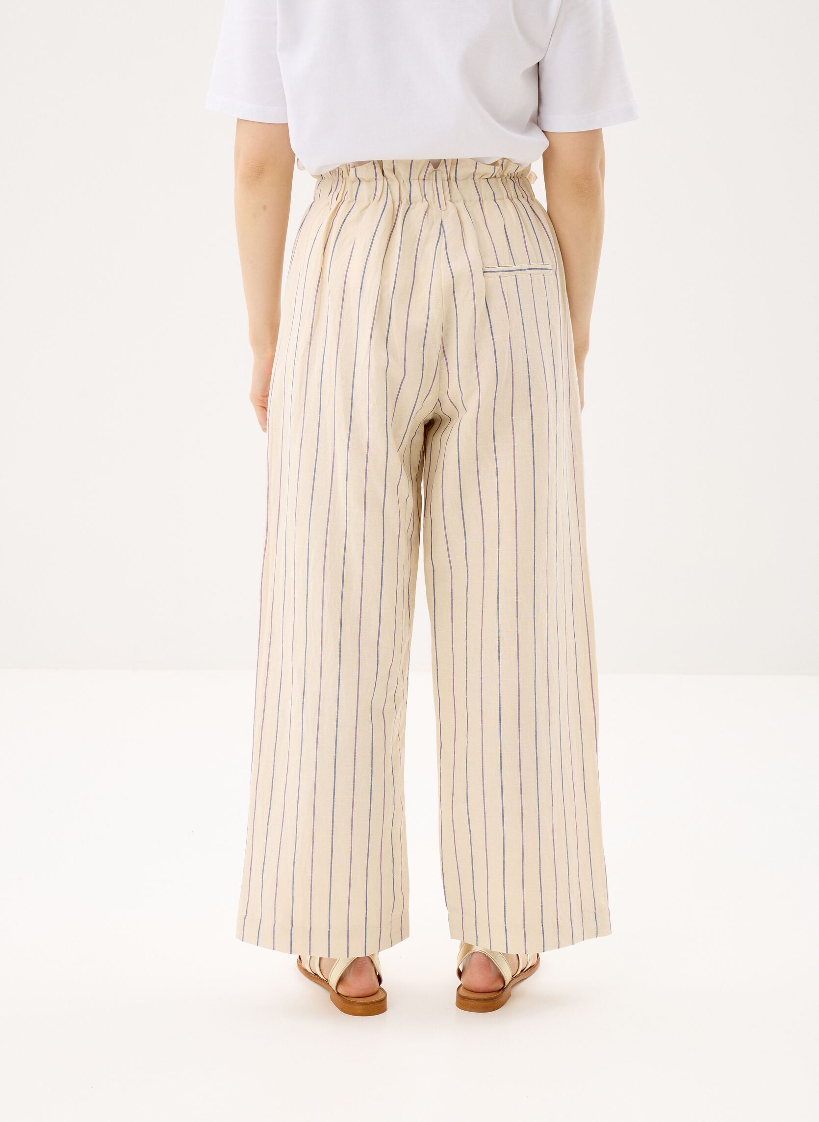Pantalons larges Abuela femme blanc Louise Misha Pantalons larges Abuela femme blanc NAVY PURPLE STRIPES