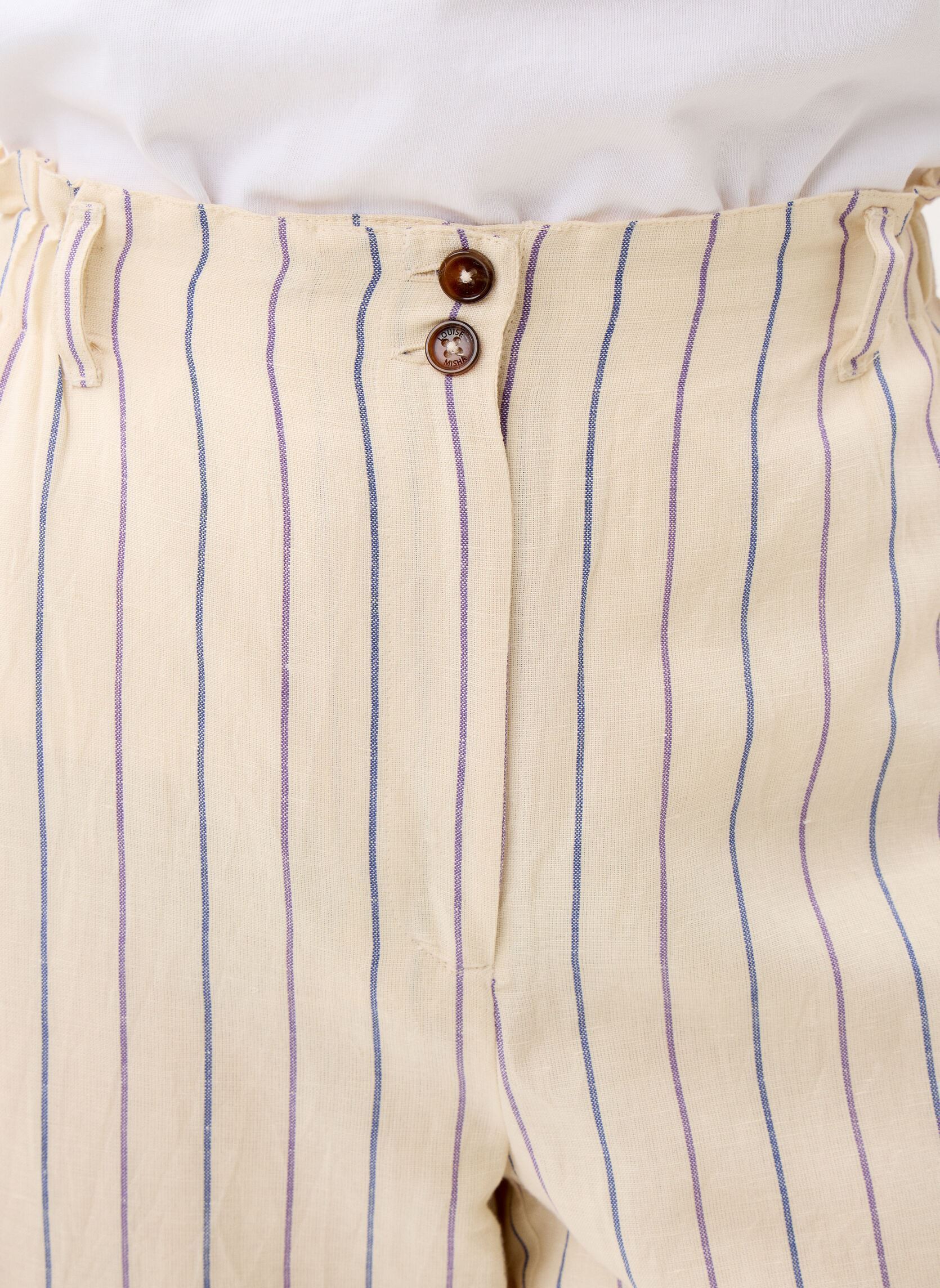 Pantalons larges Abuela femme blanc Louise Misha Pantalons larges Abuela femme blanc NAVY PURPLE STRIPES