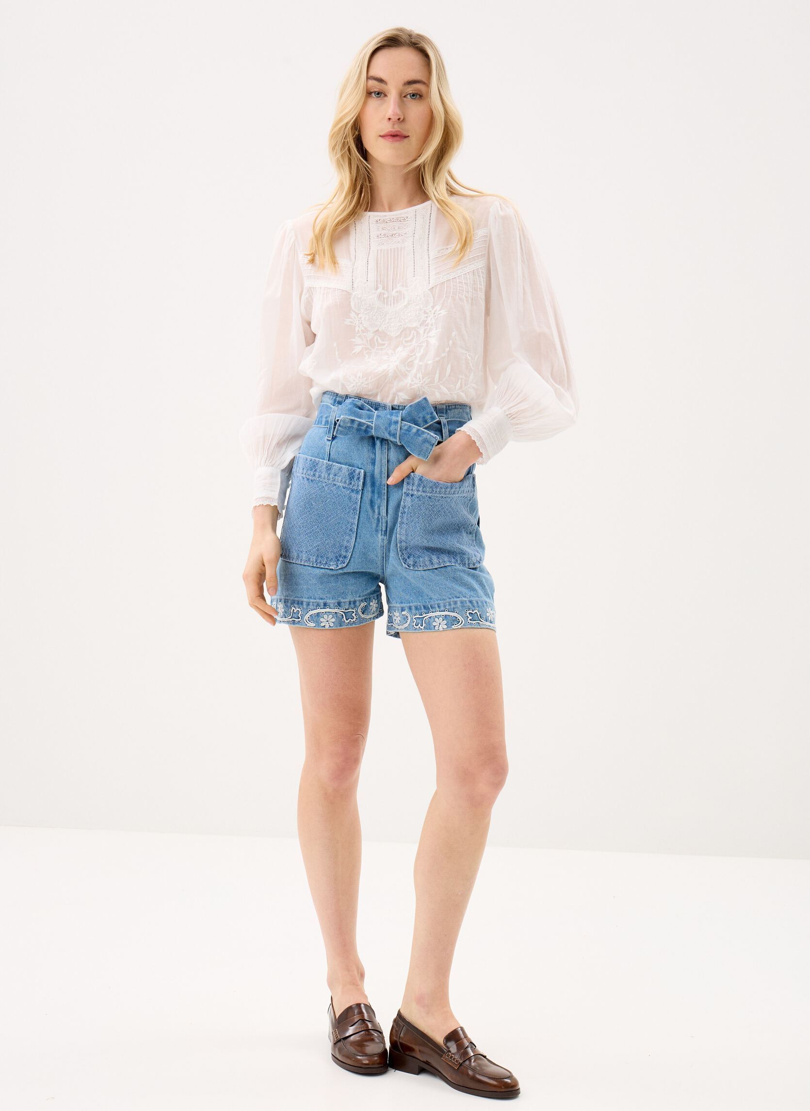 Shorts Virgin femme bleu Louise Misha Shorts Virgin femme bleu STONE BLUE