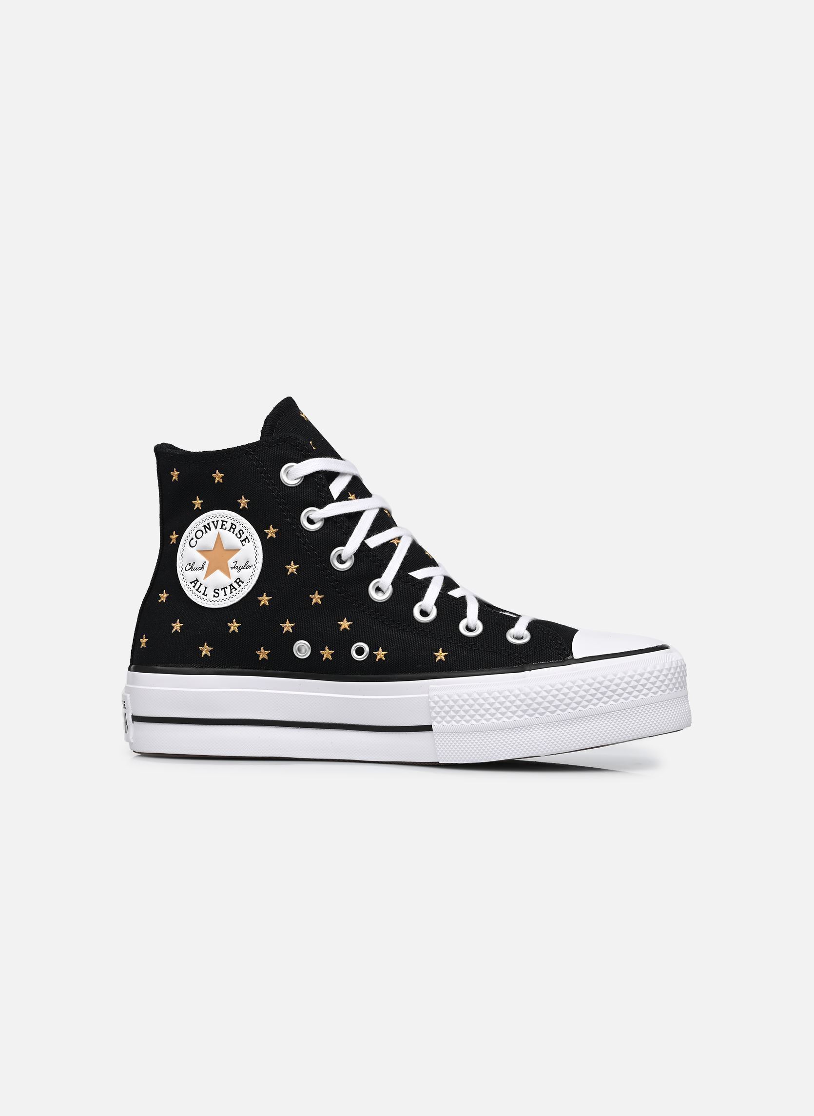 Baskets toile Chuck Taylor All Star Lift Platform Embr femme noir Converse Baskets toile Chuck Taylor All Star Lift Platform Embr femme noir BLACK/HONEY STICK/WHITE