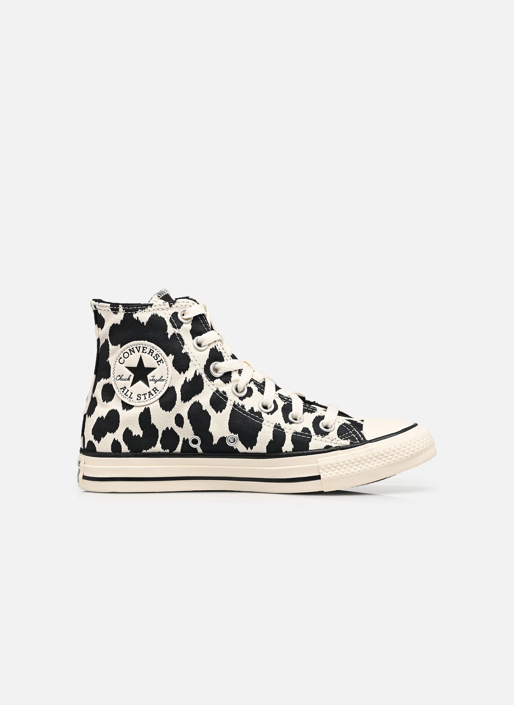 Leinen-Sneaker Chuck Taylor All Star Cow Print Hi damen mehrfarbig Converse Leinen-Sneaker Chuck Taylor All Star Cow Print Hi damen mehrfarbig BLACK/EGRET/BLACK