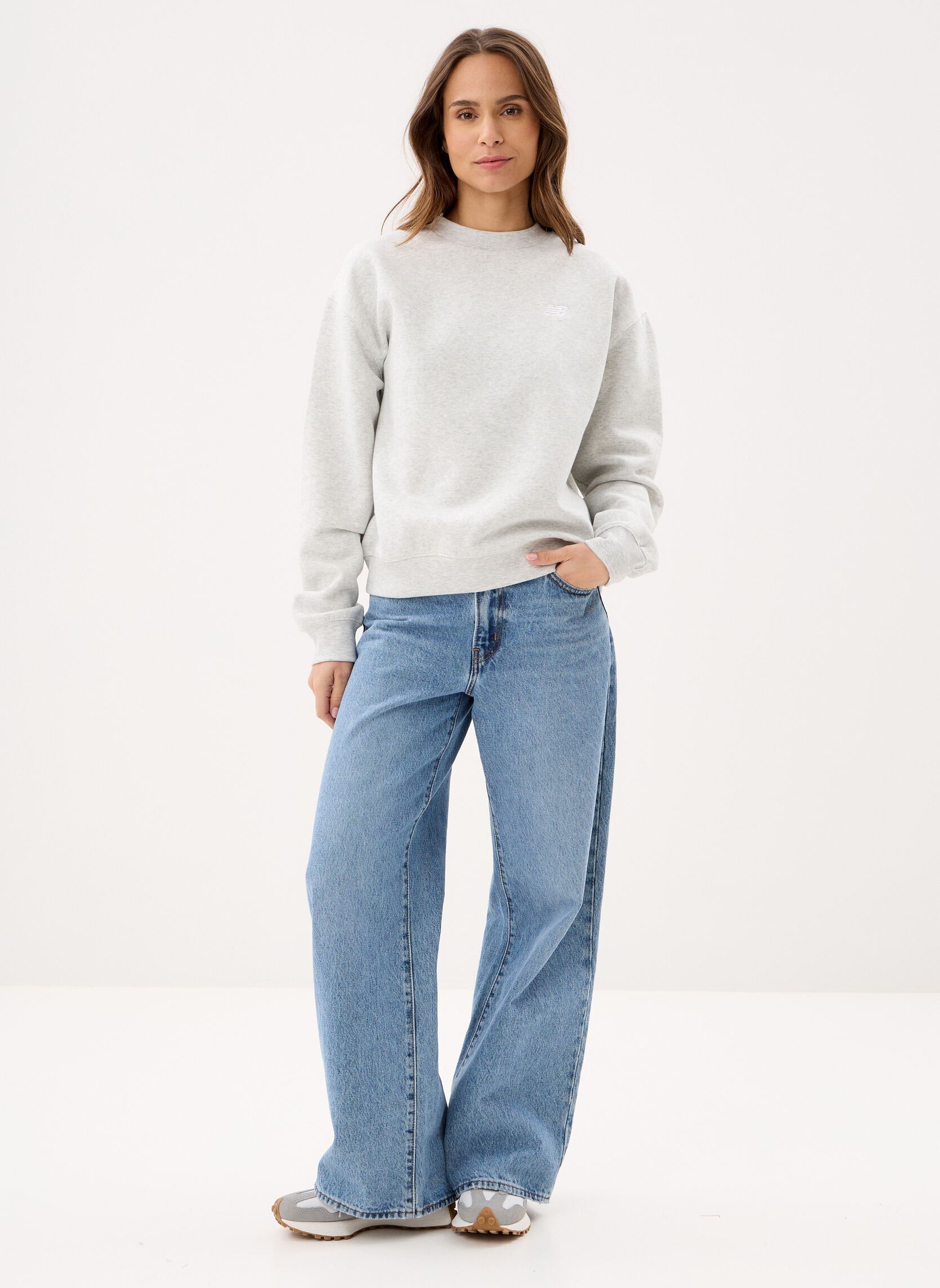 Sweater Sport Essentials Fleece Crew W dames grijs New Balance Sweater Sport Essentials Fleece Crew W dames grijs ASH HEATHER