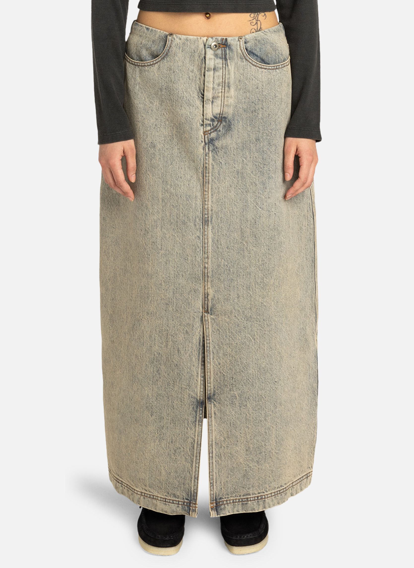 Jupes mi-longues Maxi femme bleu Element Jupes mi-longues Maxi femme bleu Jean bleached