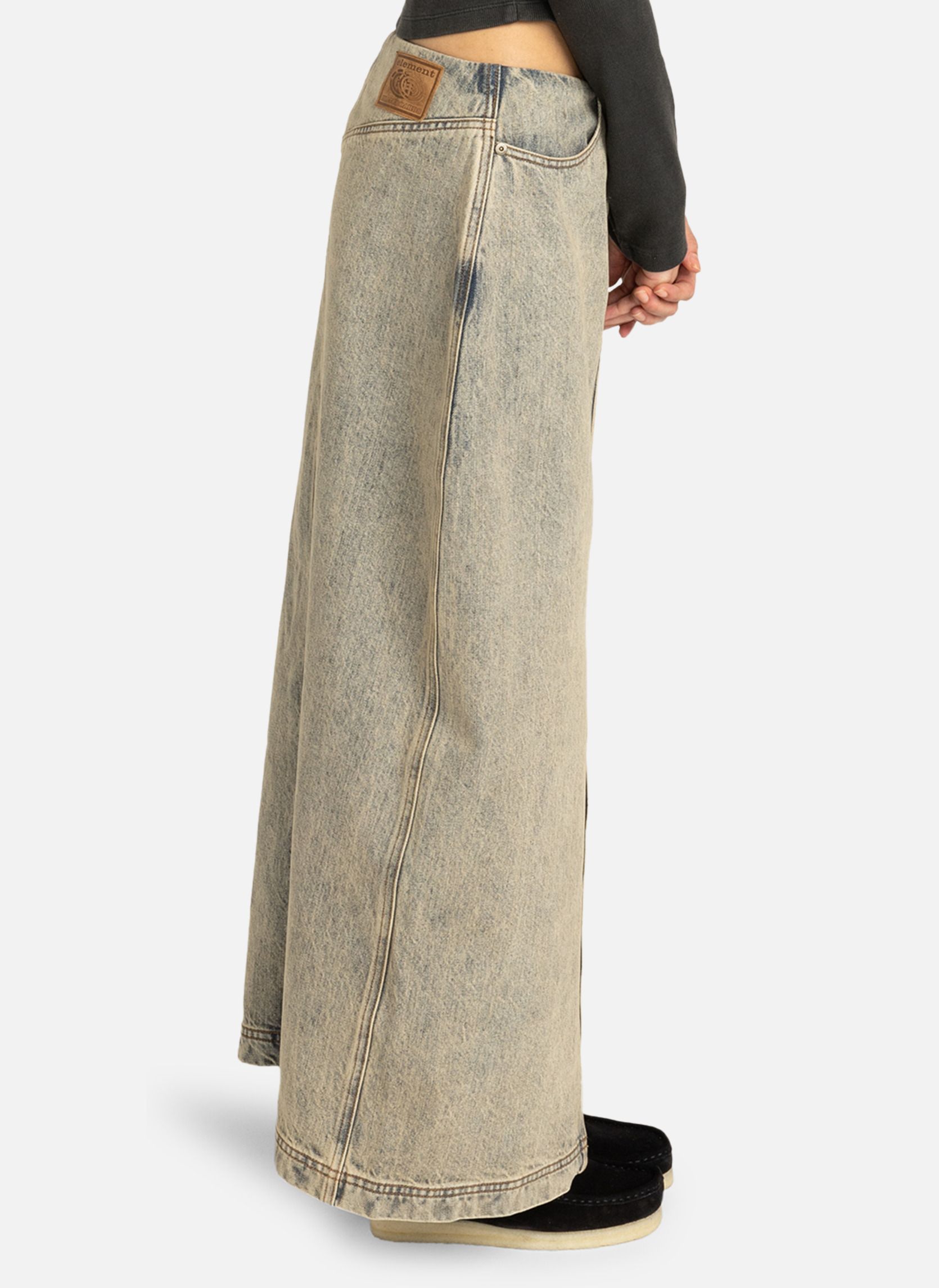 Jupes mi-longues Maxi femme bleu Element Jupes mi-longues Maxi femme bleu Jean bleached