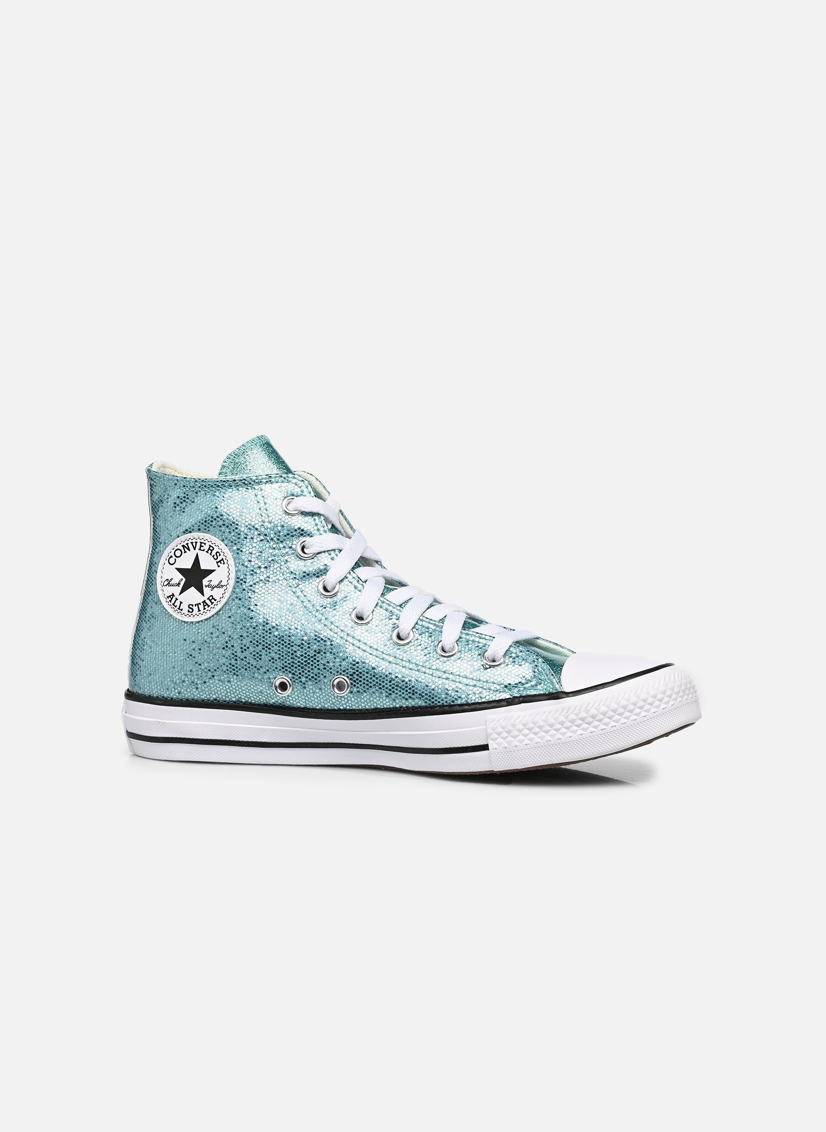 Baskets Chuck Taylor All Star Shimmer Hi J fille bleu Converse Baskets Chuck Taylor All Star Shimmer Hi J fille bleu Aqua Mirage/White/Black