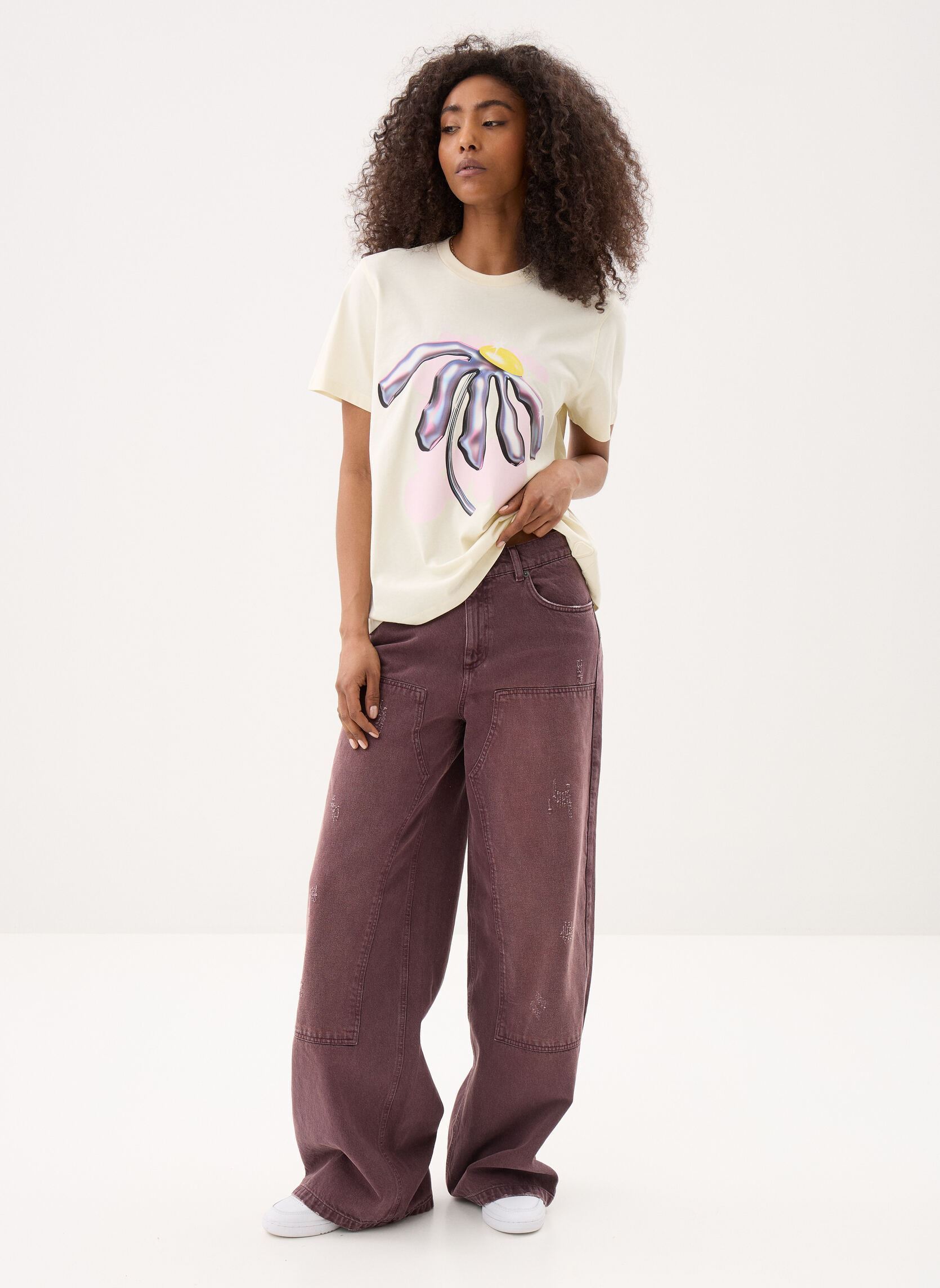Tee-shirts Leolina Bloom Tee-Shirt femme blanc Gertrude Tee-shirts Leolina Bloom Tee-Shirt femme blanc Creme