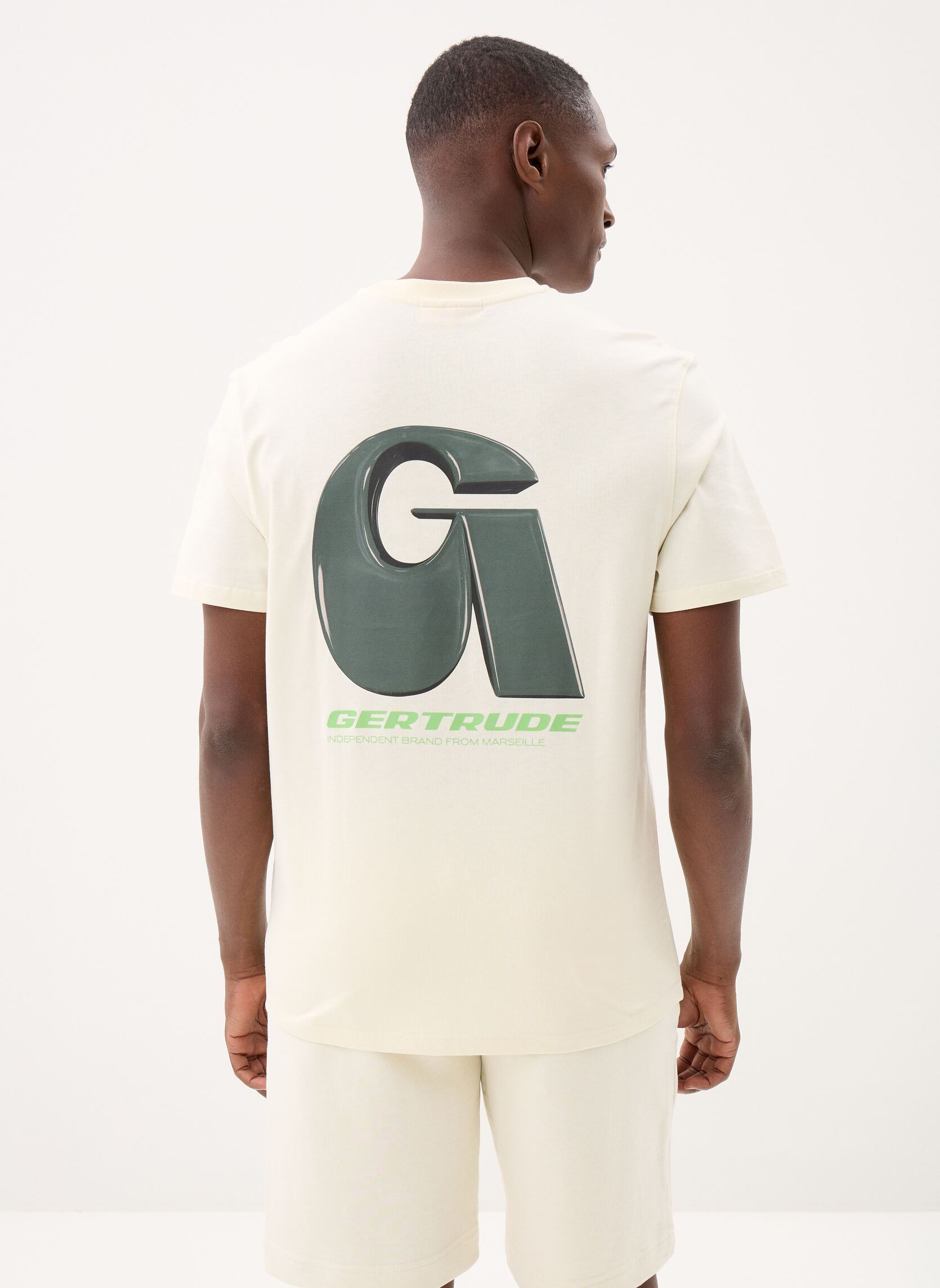 T-shirts Leonce Letter Tee-Shirt heren wit Gertrude T-shirts Leonce Letter Tee-Shirt heren wit Creme