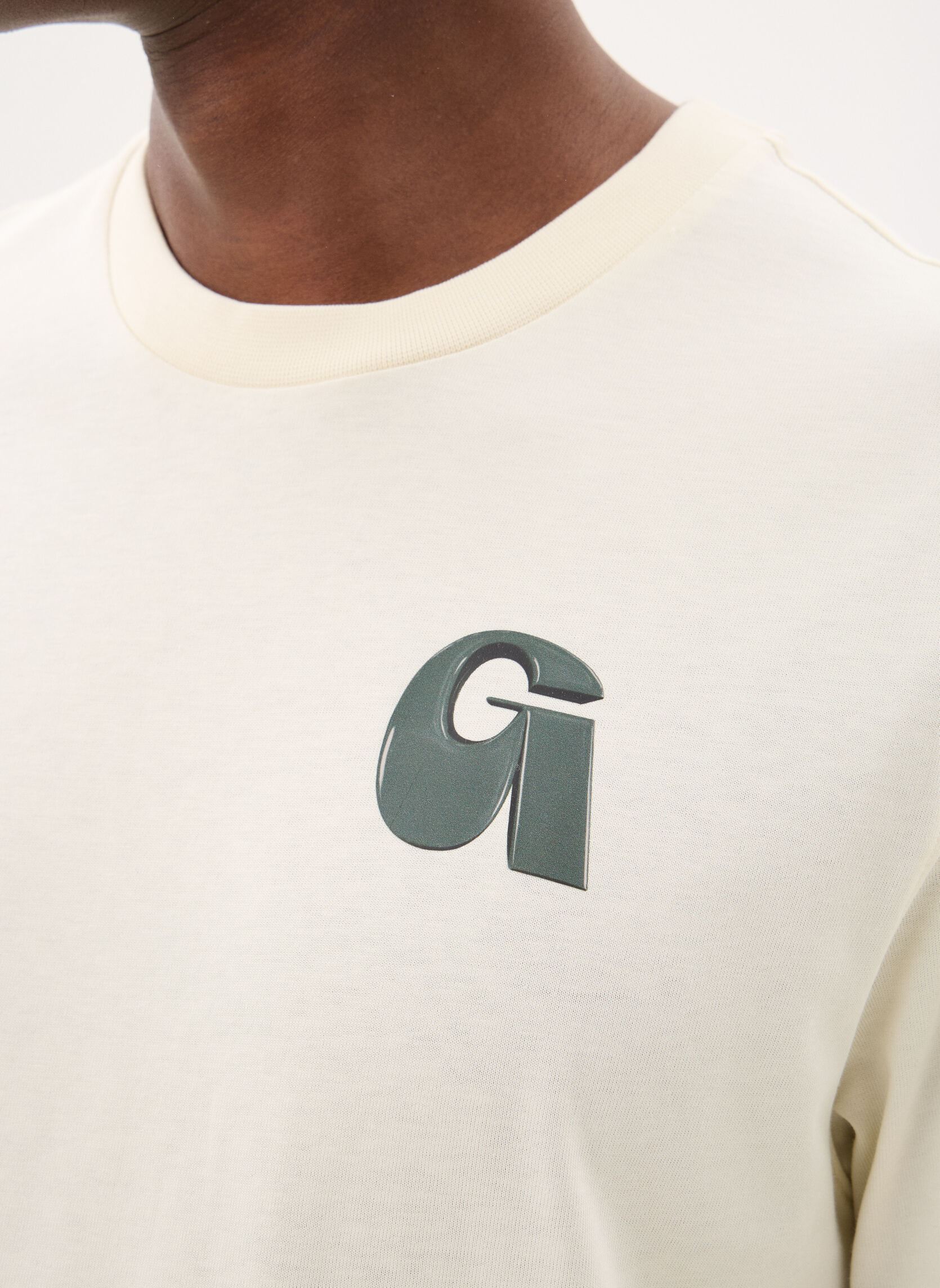 T-shirts Leonce Letter Tee-Shirt heren wit Gertrude T-shirts Leonce Letter Tee-Shirt heren wit Creme