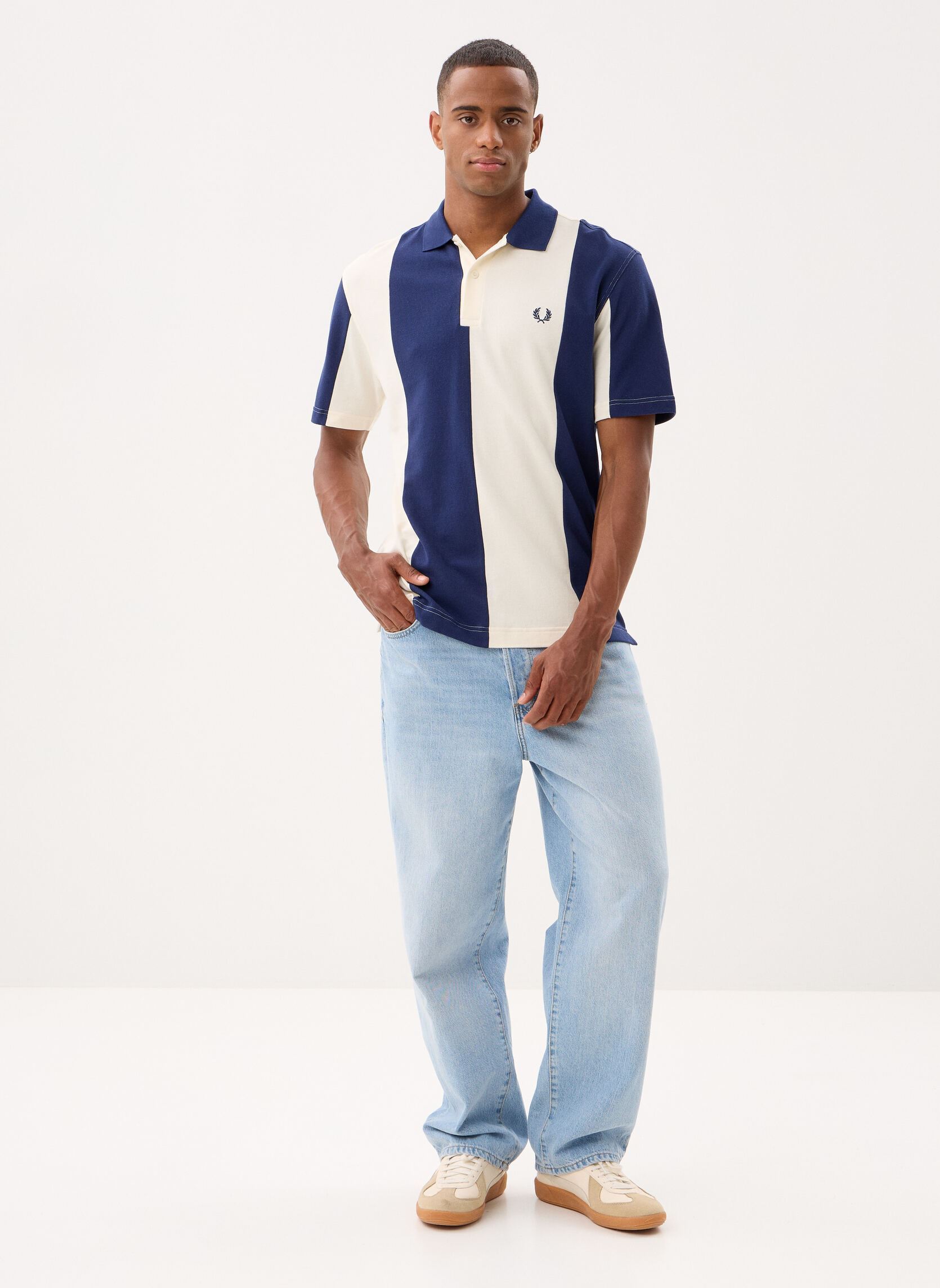 Polos Cut And Sew Panel Polo Shirt homme bleu Fred Perry Polos Cut And Sew Panel Polo Shirt homme bleu French Navy