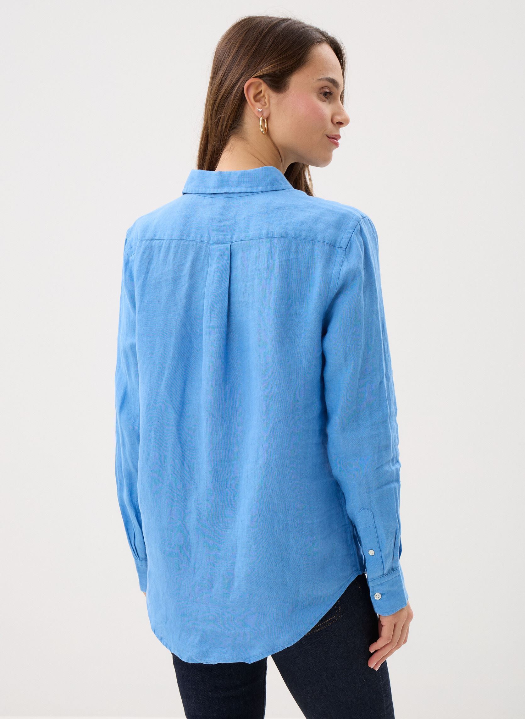 Langarm-Hemden Chemise classique en lin damen blau Polo Ralph Lauren Langarm-Hemden Chemise classique en lin damen blau Blue