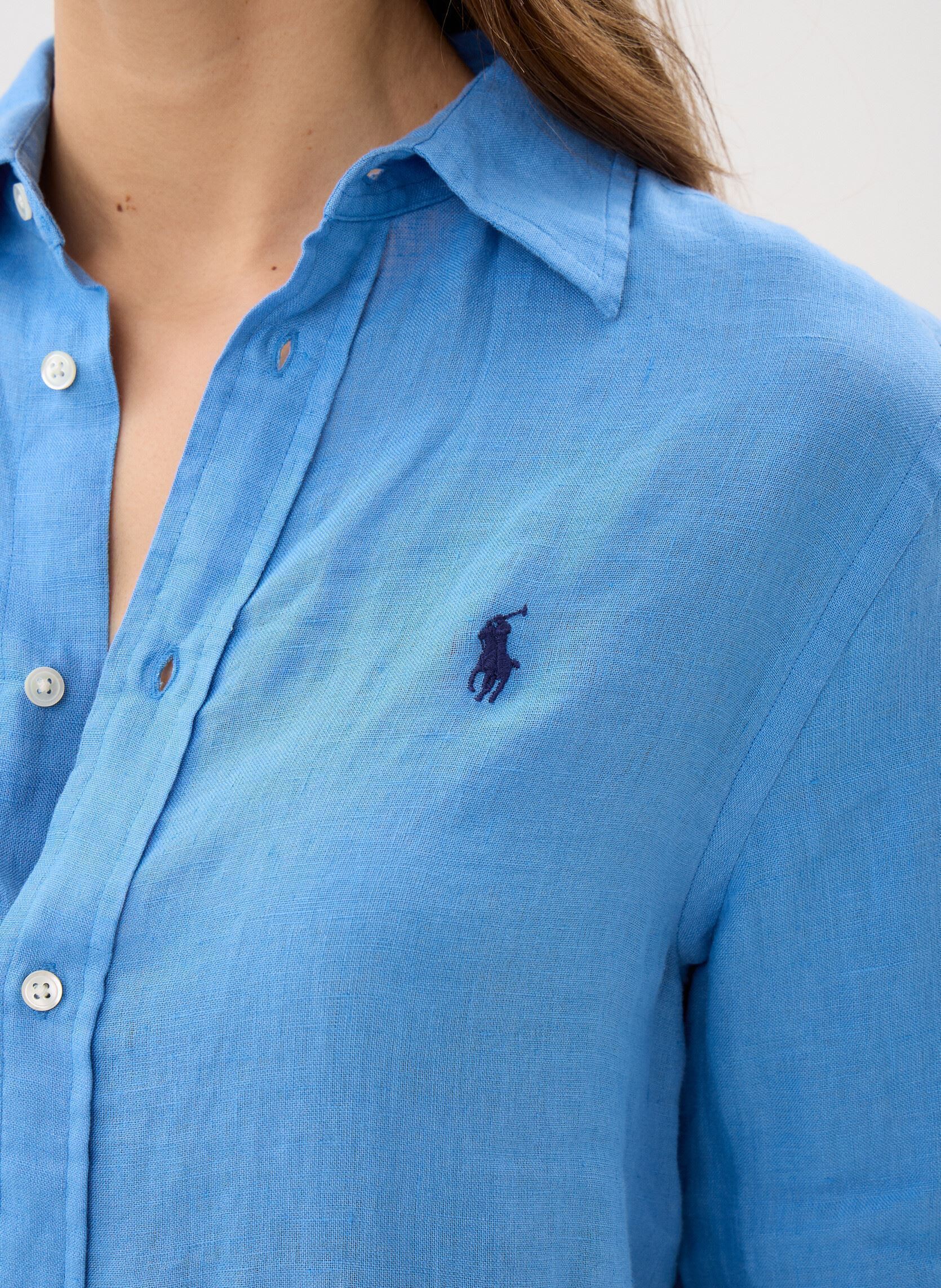 Langarm-Hemden Chemise classique en lin damen blau Polo Ralph Lauren Langarm-Hemden Chemise classique en lin damen blau Blue