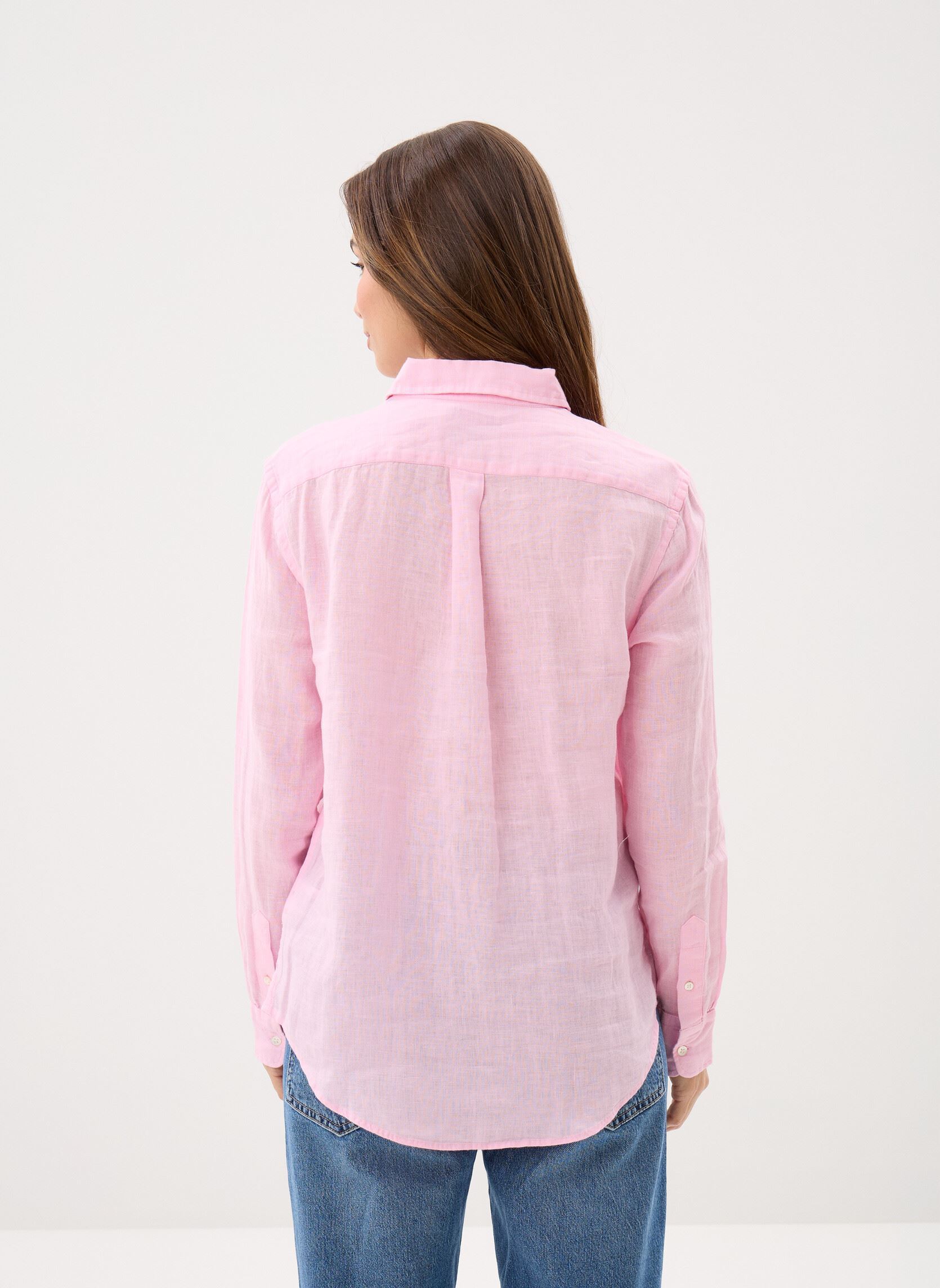 Lange mouw overhemden Chemise classique en lin dames roze Polo Ralph Lauren Lange mouw overhemden Chemise classique en lin dames roze Carmel pink