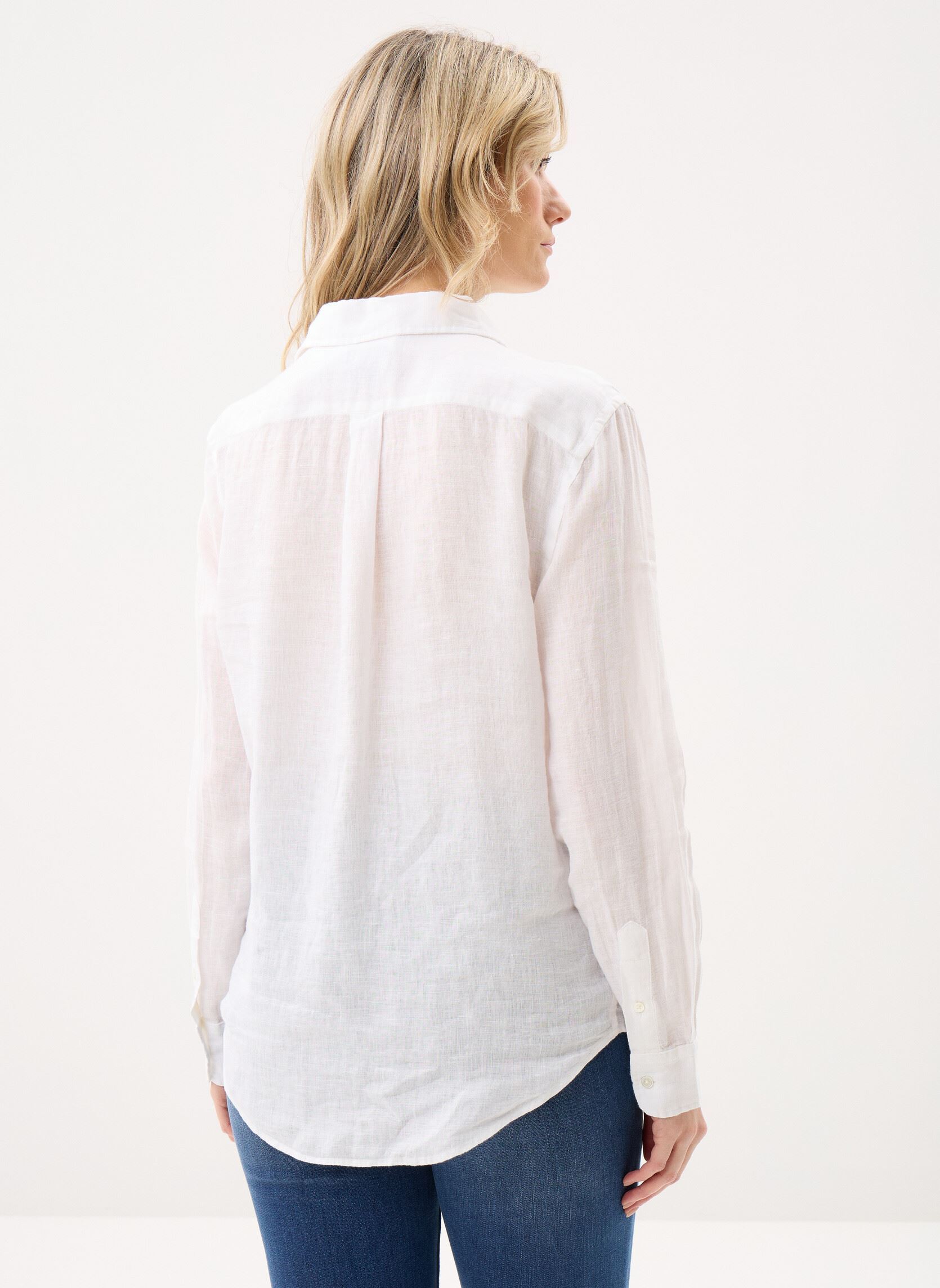 Chemises manches longues Chemise classique en lin femme blanc Polo Ralph Lauren Chemises manches longues Chemise classique en lin femme blanc Classic Oxford White