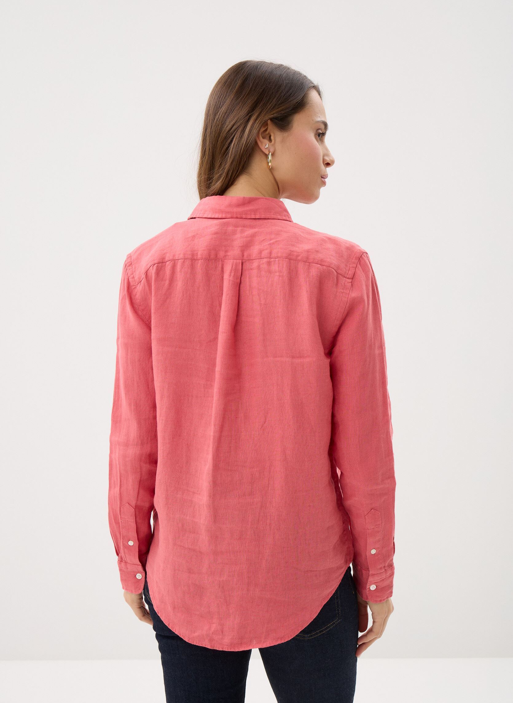 Chemises manches longues Chemise classique en lin femme rouge Polo Ralph Lauren Chemises manches longues Chemise classique en lin femme rouge ADIRONDACK BERRY