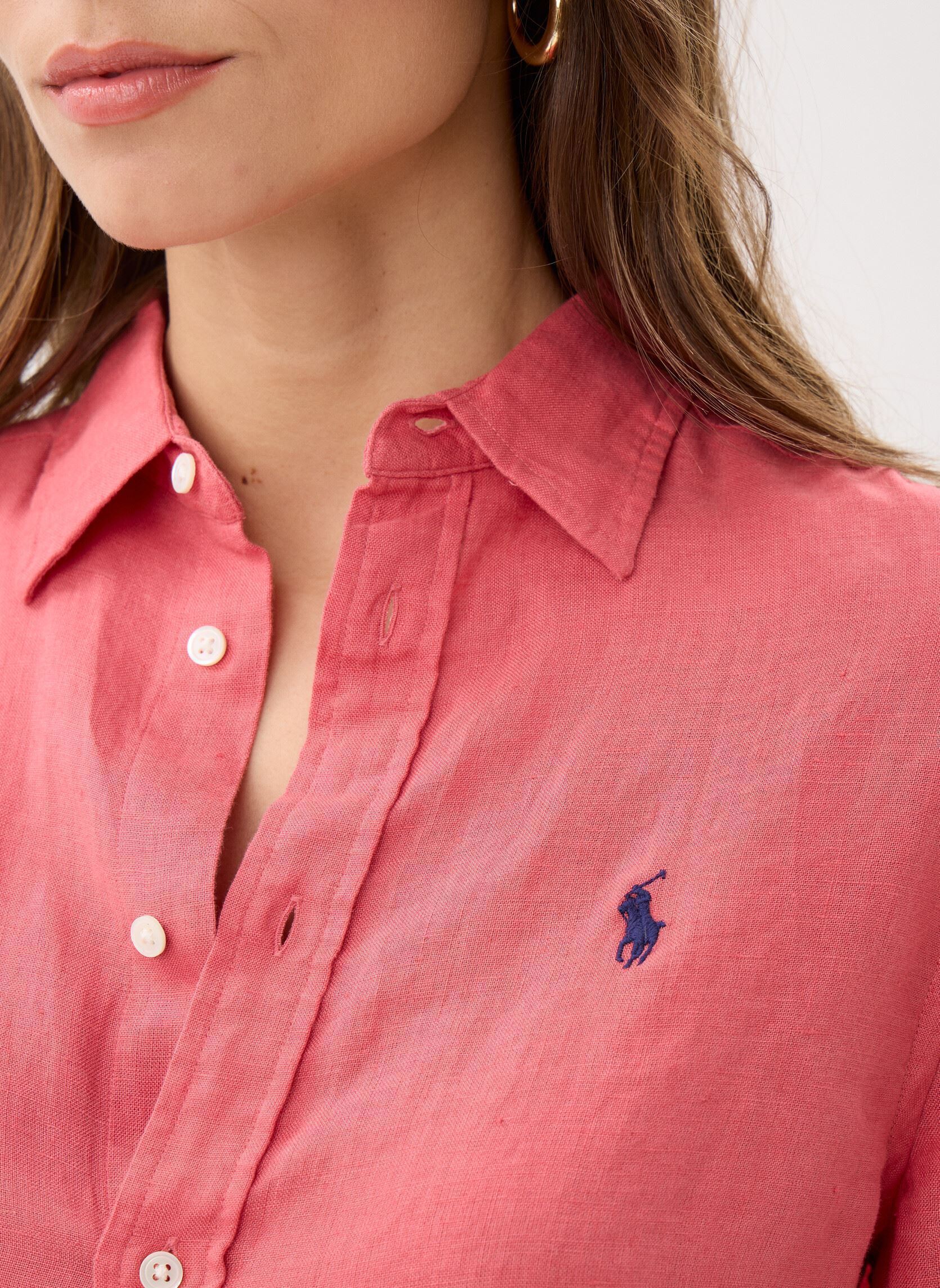 Chemises manches longues Chemise classique en lin femme rouge Polo Ralph Lauren Chemises manches longues Chemise classique en lin femme rouge ADIRONDACK BERRY