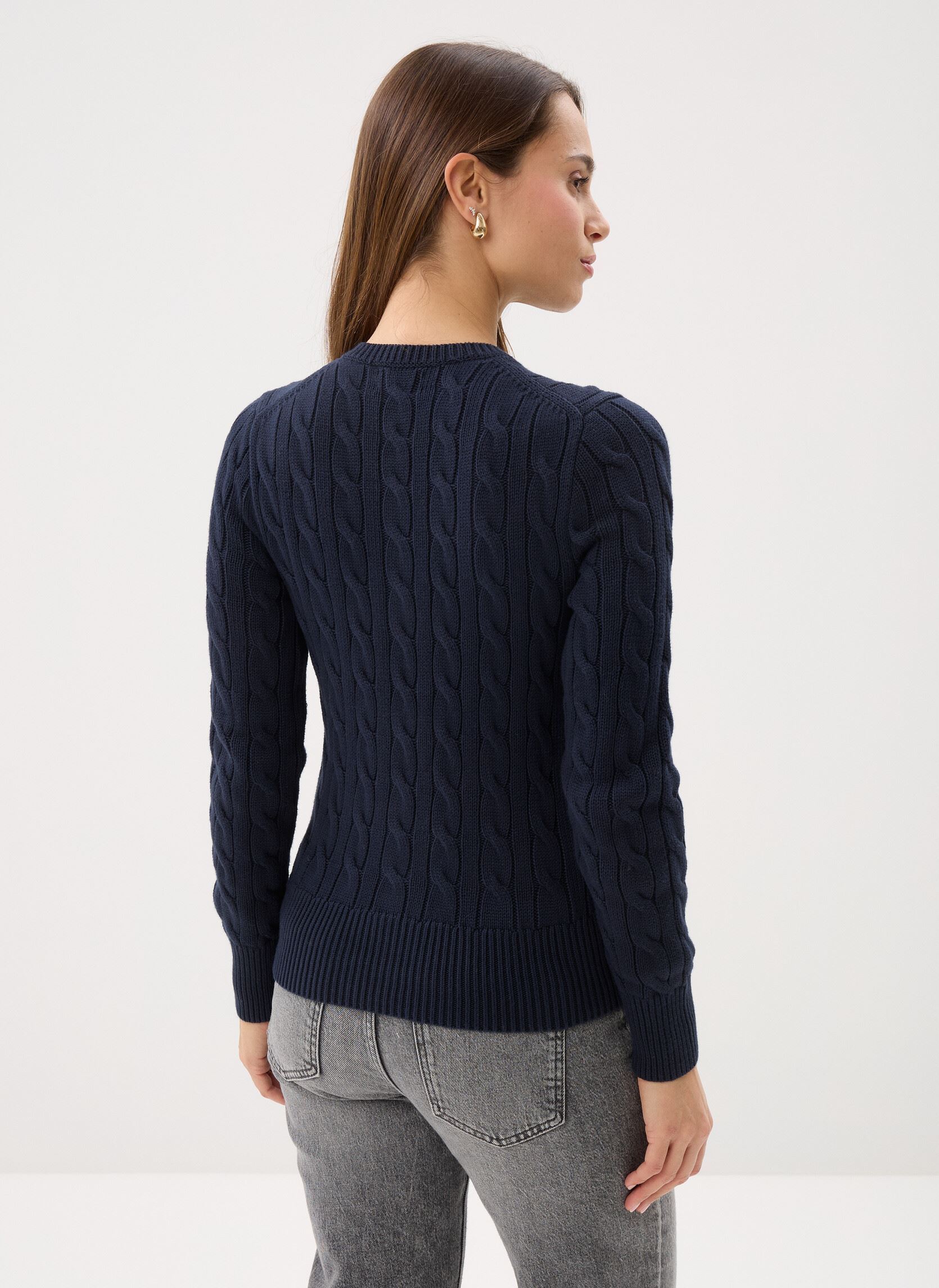 Gilets Cardigan torsadé en coton à col rond 211 femme bleu Polo Ralph Lauren Gilets Cardigan torsadé en coton à col rond 211 femme bleu HUNTER NAVY