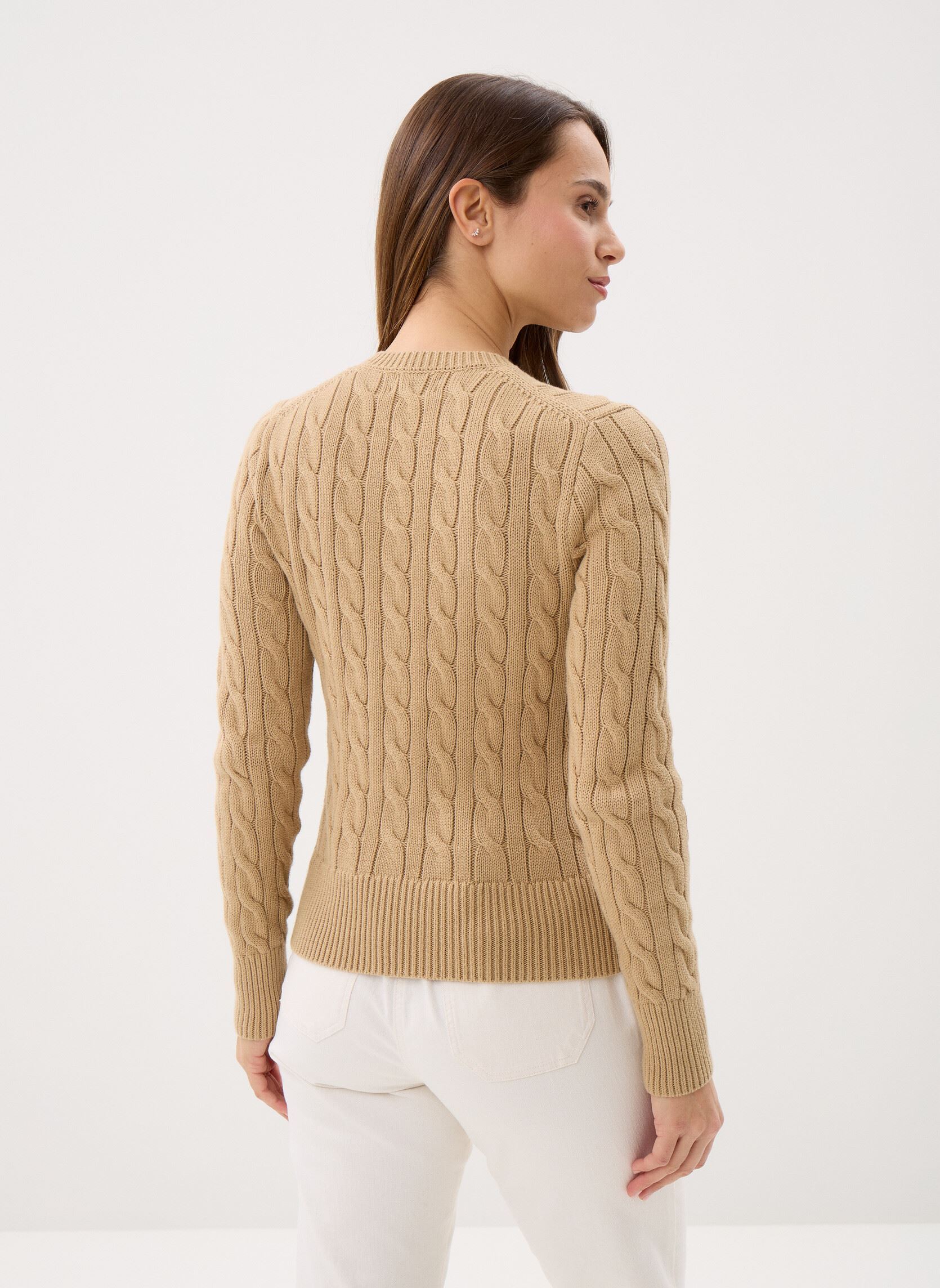 Gilets Cardigan torsadé en coton à col rond 211 femme beige Polo Ralph Lauren Gilets Cardigan torsadé en coton à col rond 211 femme beige VINTAGE KHAKI