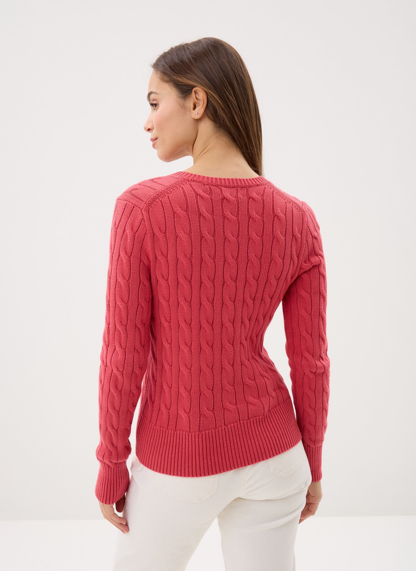Gilets Cardigan torsadé en coton à col rond 211 femme rouge Polo Ralph Lauren Gilets Cardigan torsadé en coton à col rond 211 femme rouge NANTUCKET RED