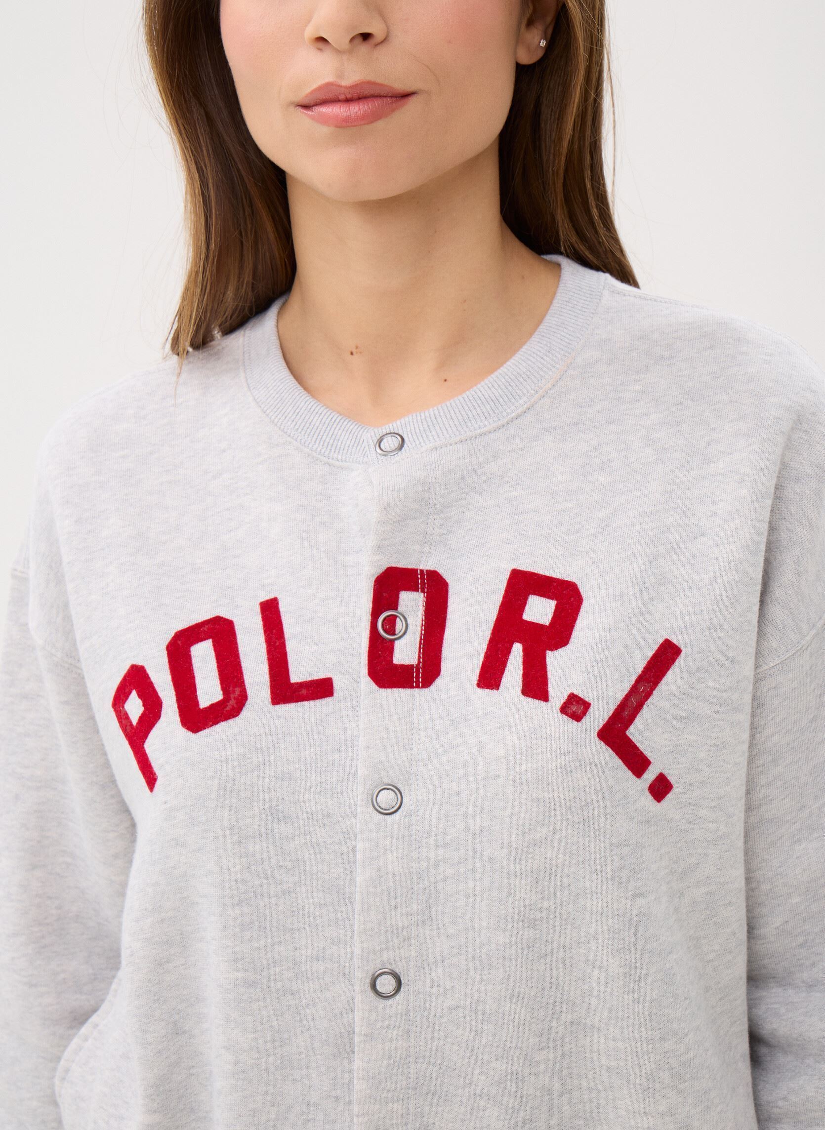 Sweater Cardigan bomber en coton dames grijs Polo Ralph Lauren Sweater Cardigan bomber en coton dames grijs LIGHT SMOKE HEATHER