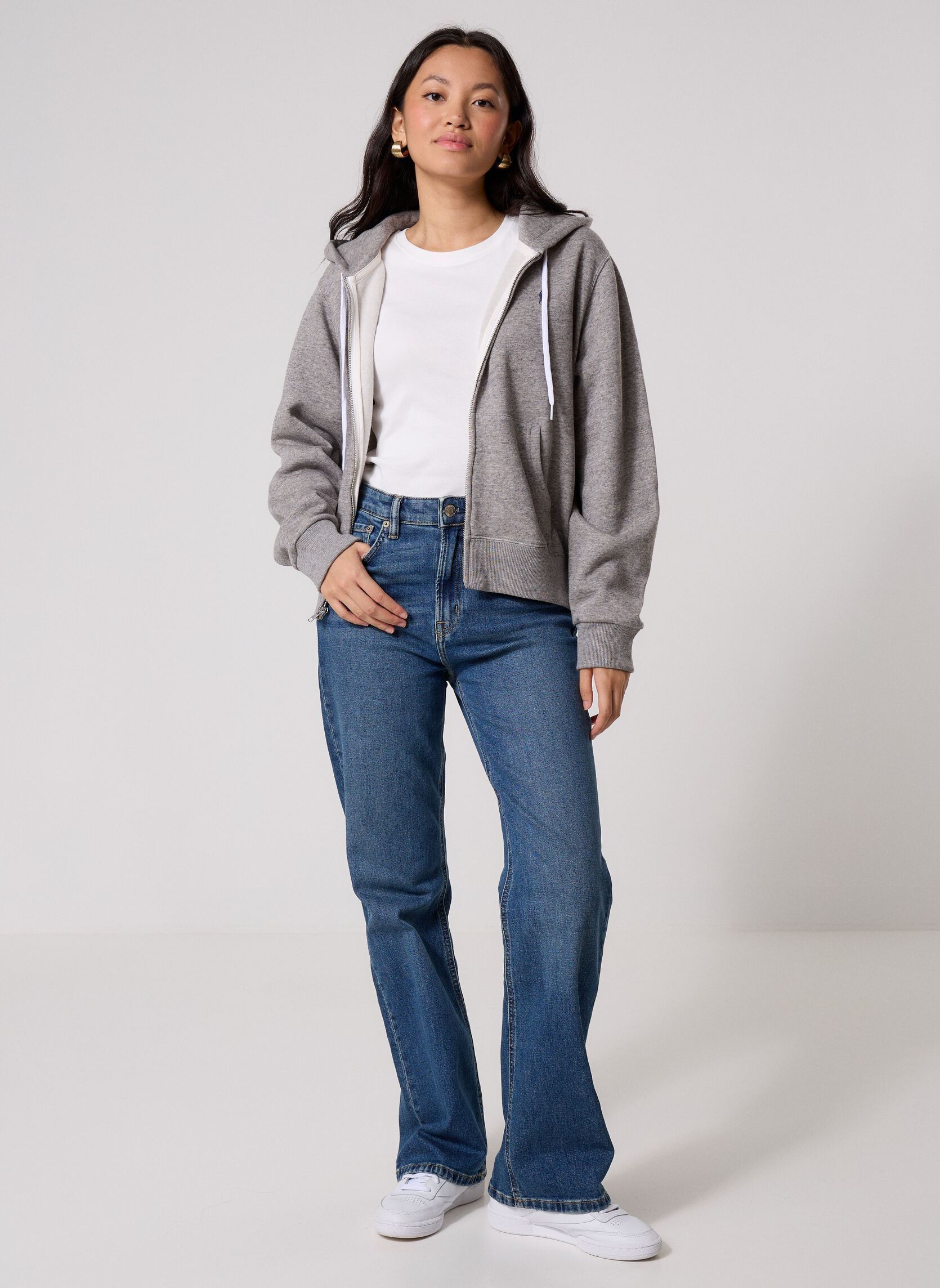 Sweats zippés Sweat à capuche zippé en molleton femme gris Polo Ralph Lauren Sweats zippés Sweat à capuche zippé en molleton femme gris DARK VINTAGE HEATHER