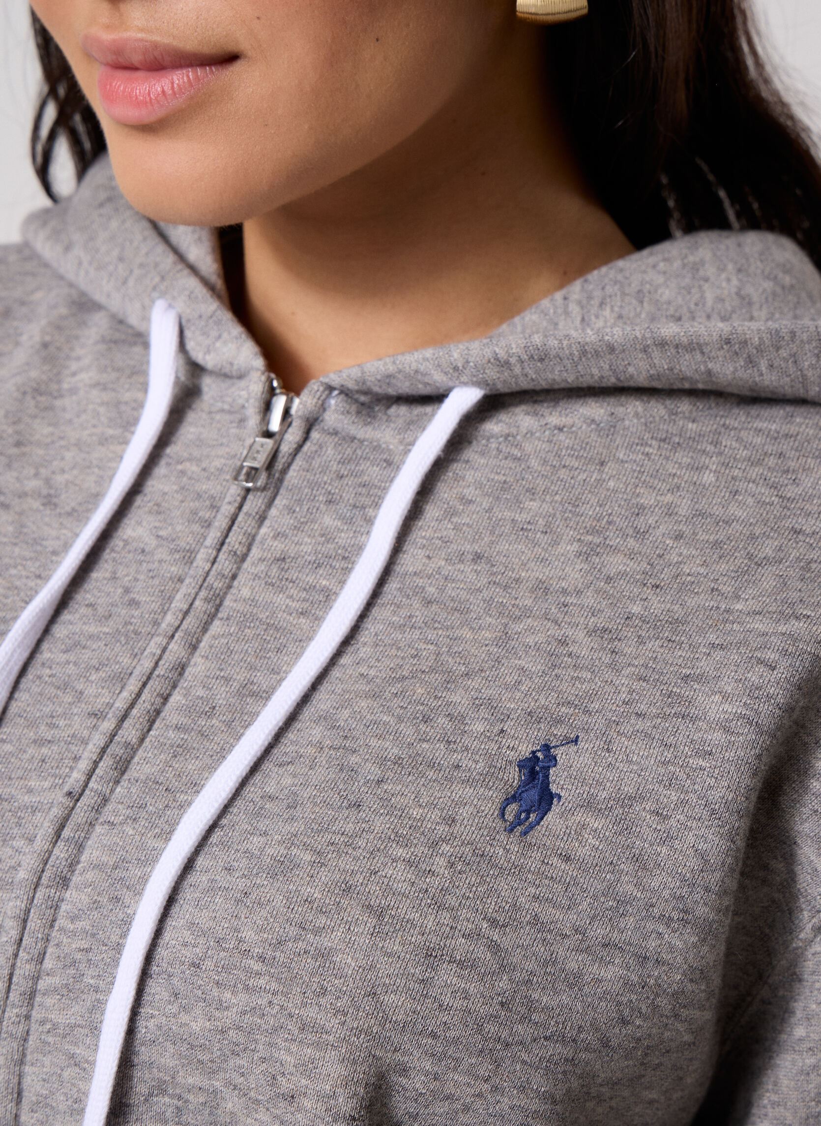 Sweats zippés Sweat à capuche zippé en molleton femme gris Polo Ralph Lauren Sweats zippés Sweat à capuche zippé en molleton femme gris DARK VINTAGE HEATHER
