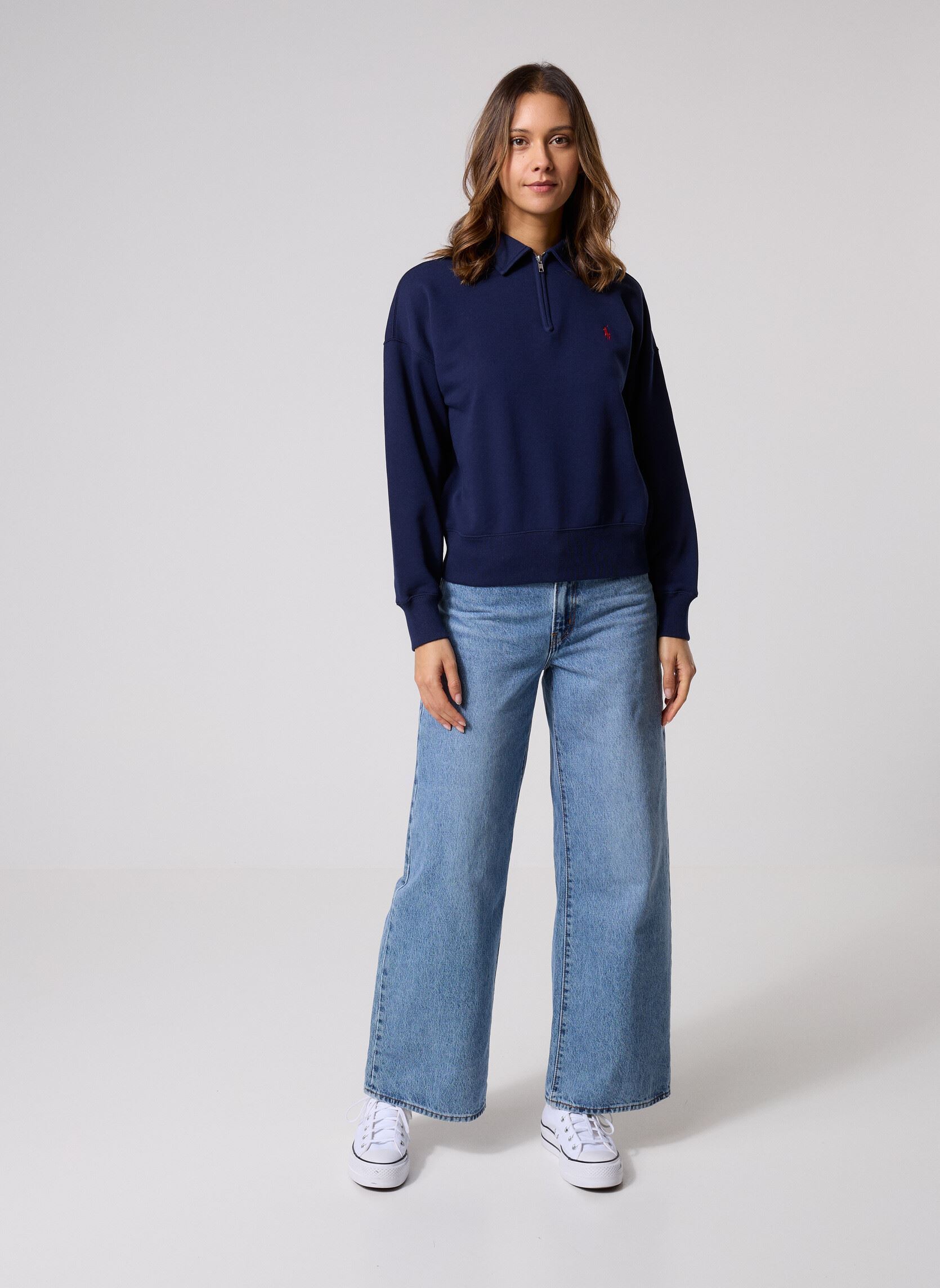 Sudaderas Pull demi-zippé en molleton léger mujer azul Polo Ralph Lauren Sudaderas Pull demi-zippé en molleton léger mujer azul CRUISE NAVY
