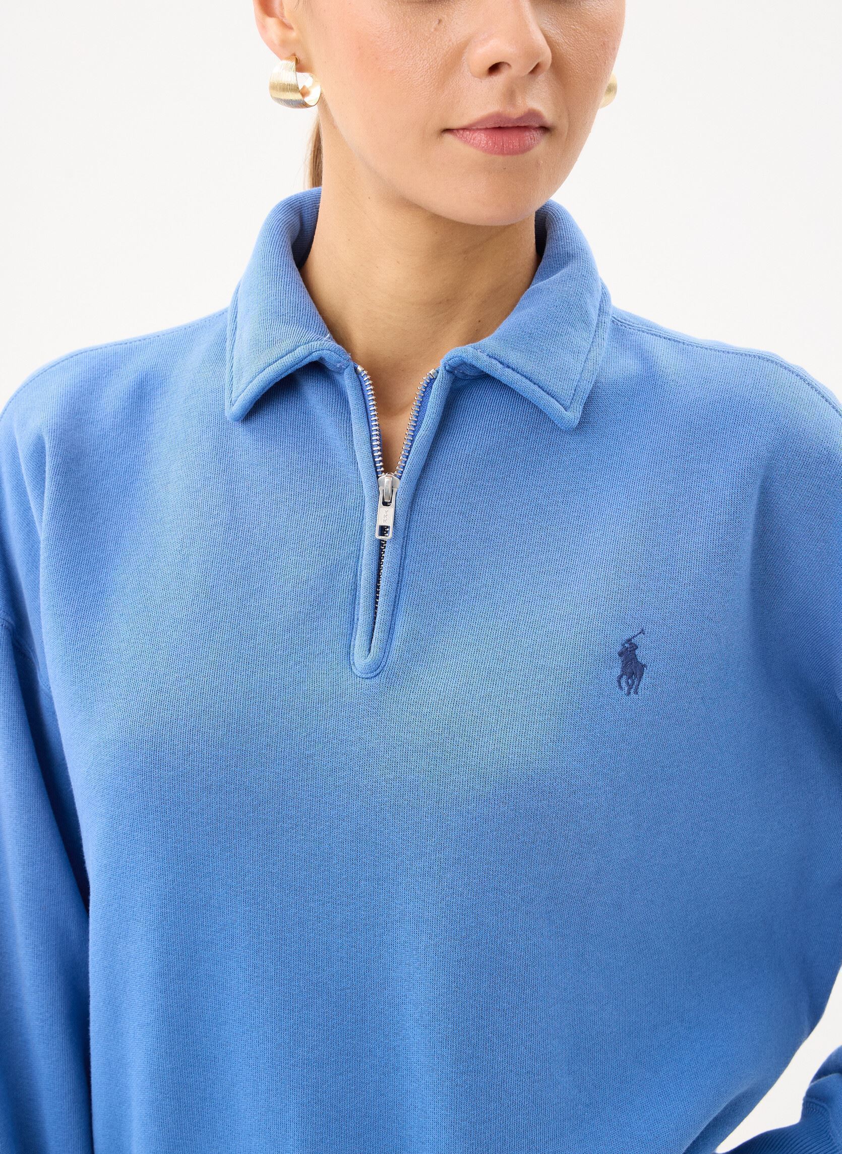 Sweatshirts Pull demi-zippé en molleton léger damen blau Polo Ralph Lauren Sweatshirts Pull demi-zippé en molleton léger damen blau NEW IRIS BLUE