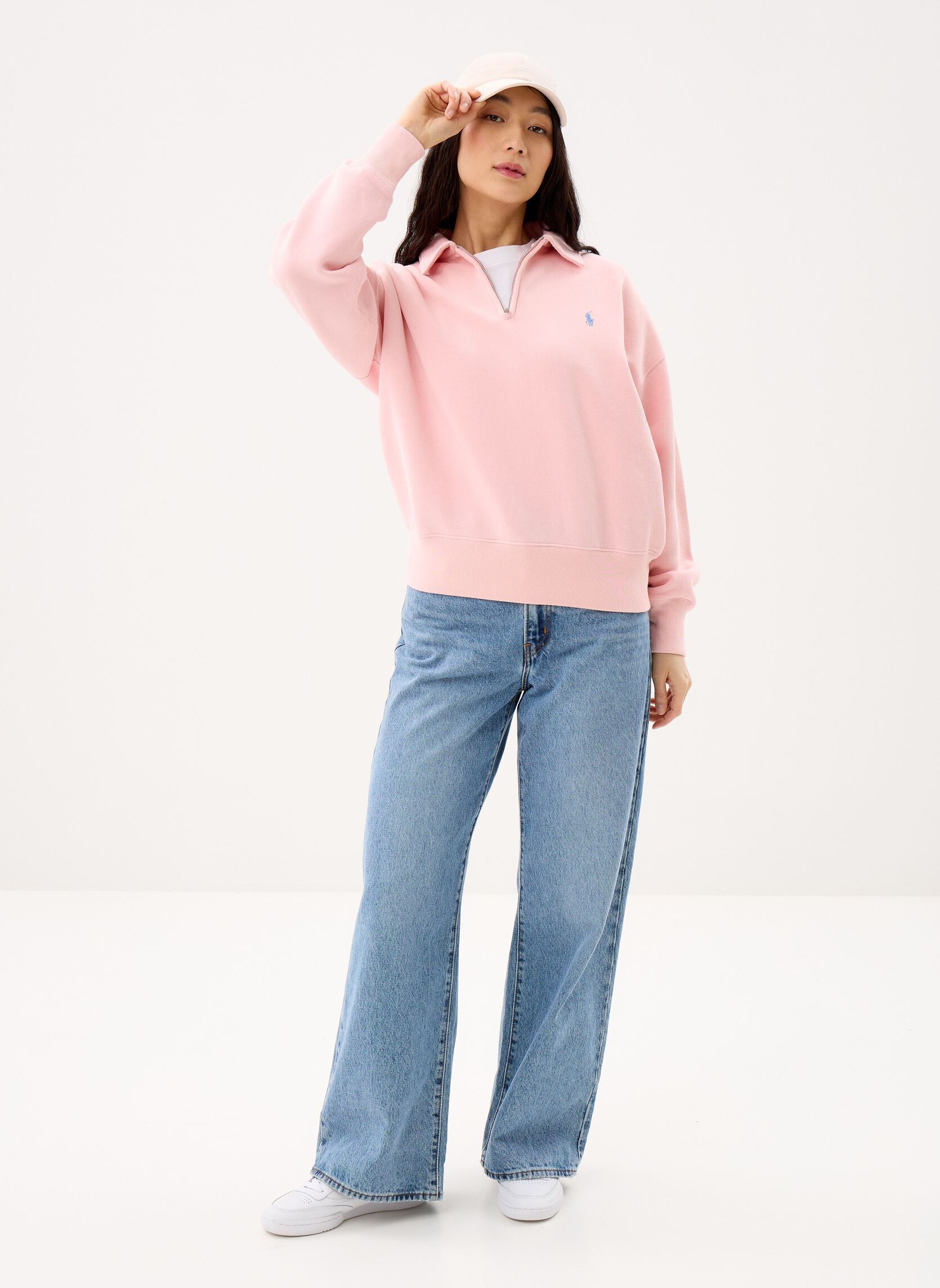 Sweatshirts Pull demi-zippé en molleton léger femme rose Polo Ralph Lauren Sweatshirts Pull demi-zippé en molleton léger femme rose PINK SAND