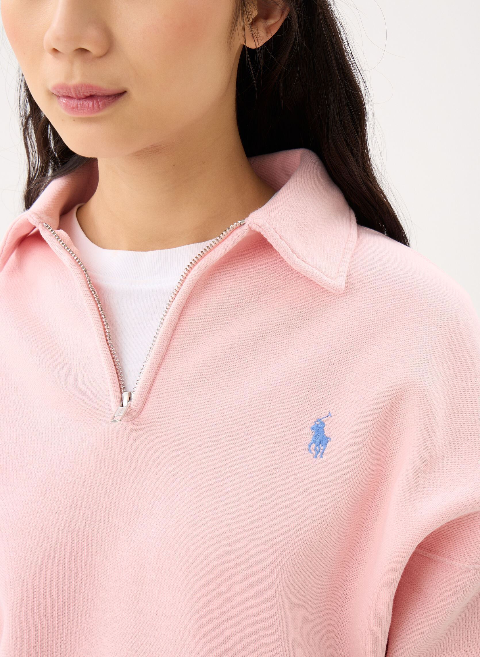 Sweatshirts Pull demi-zippé en molleton léger femme rose Polo Ralph Lauren Sweatshirts Pull demi-zippé en molleton léger femme rose PINK SAND