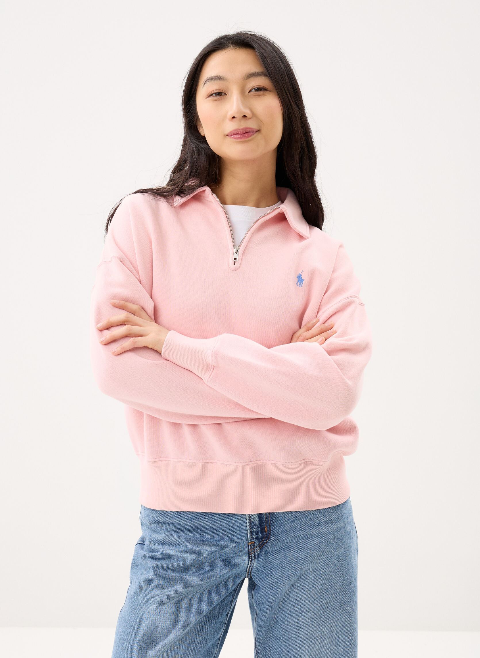 Vêtements Polo Ralph Lauren Pull demi zippé en molleton léger pour Femme - vue 1