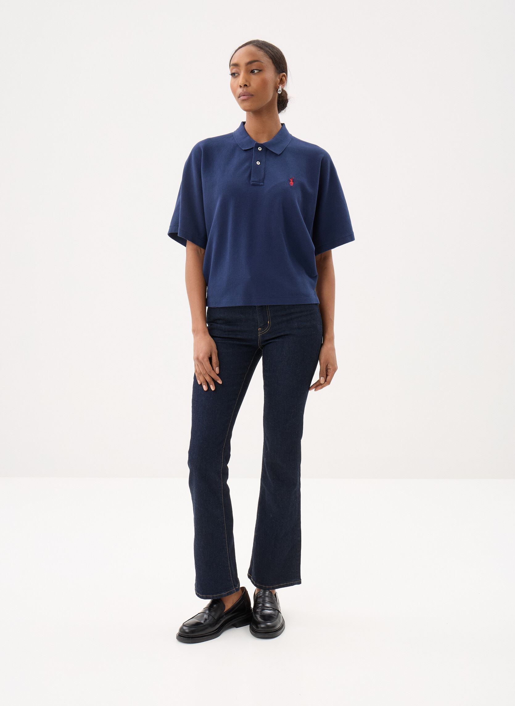 Polos manches courtes Polo en piqué à manches dolman femme bleu Polo Ralph Lauren Polos manches courtes Polo en piqué à manches dolman femme bleu Newport navy