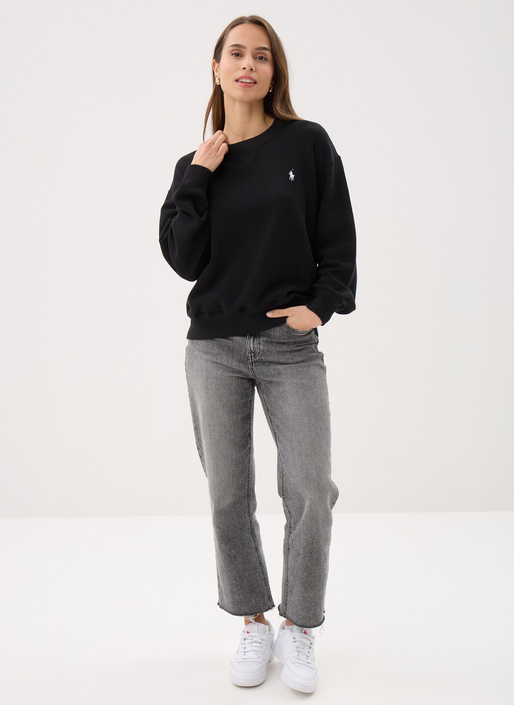 Sweater Sweat à col rond en molleton dames zwart Polo Ralph Lauren Sweater Sweat à col rond en molleton dames zwart POLO BLACK