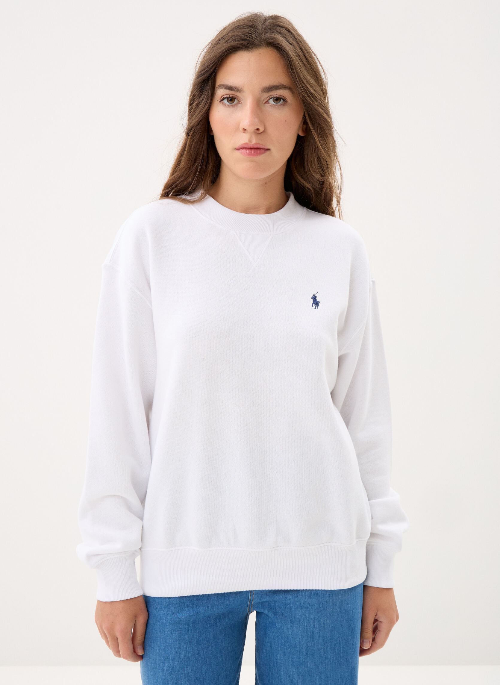 Sweater Sweat à col rond en molleton dames wit Polo Ralph Lauren Sweater Sweat à col rond en molleton dames wit WHITE