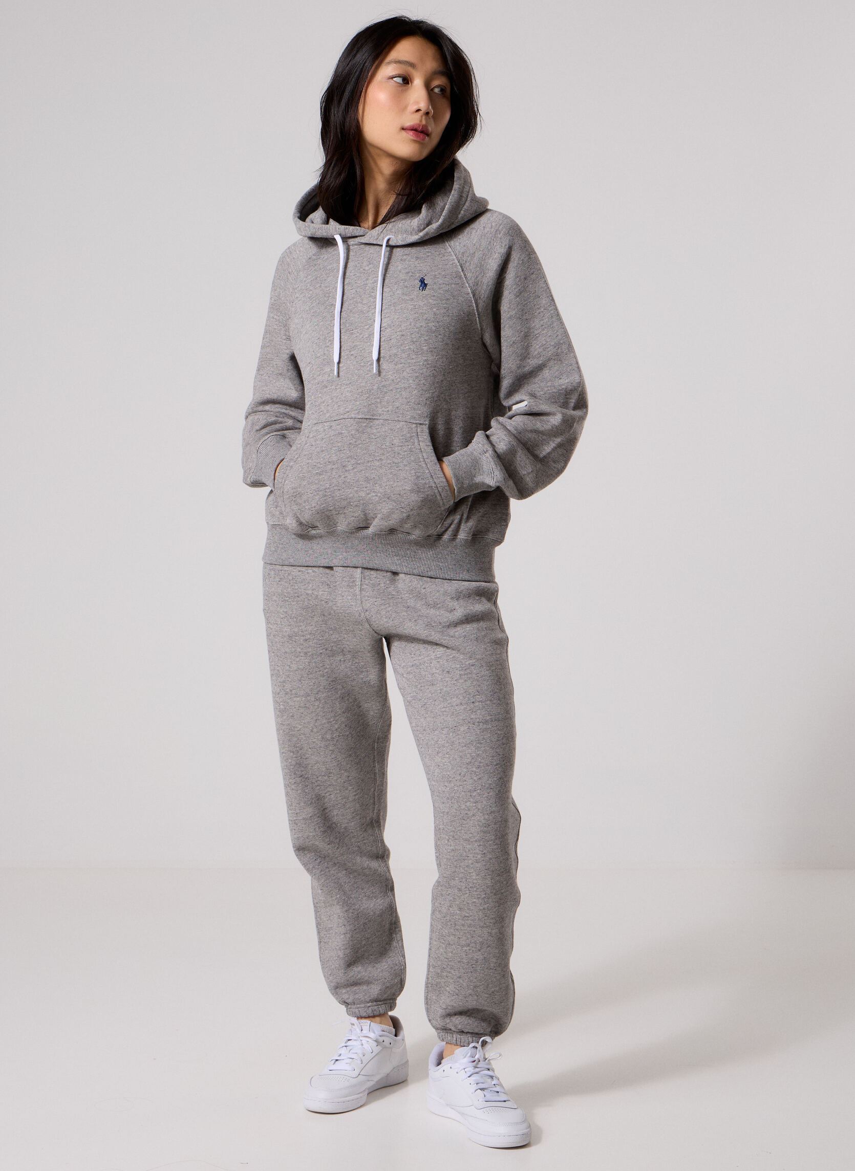 Sweats zippés Sweat à capuche en molleton femme gris Polo Ralph Lauren Sweats zippés Sweat à capuche en molleton femme gris DARK VINTAGE HEATHER