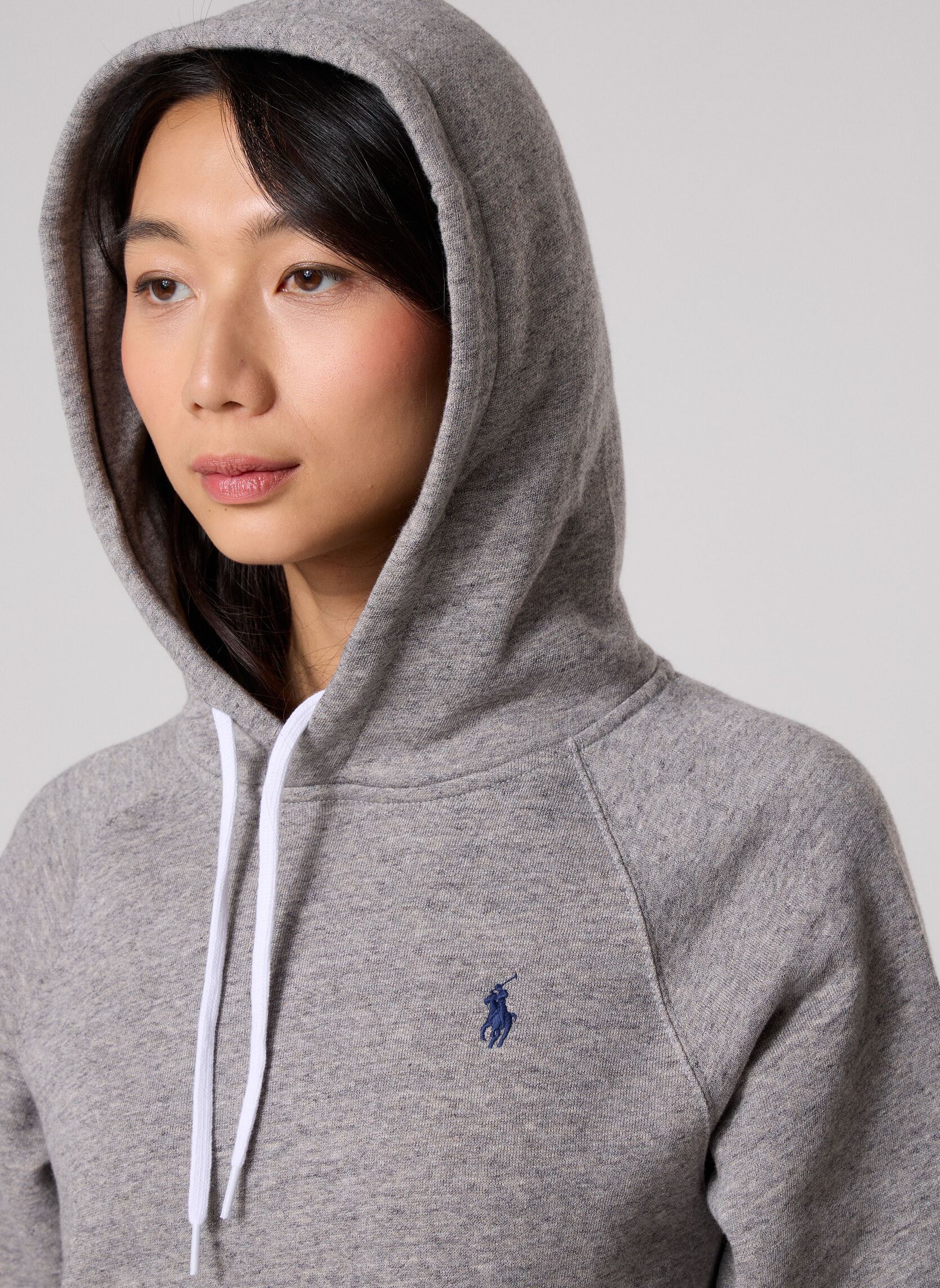 Sweats zippés Sweat à capuche en molleton femme gris Polo Ralph Lauren Sweats zippés Sweat à capuche en molleton femme gris DARK VINTAGE HEATHER