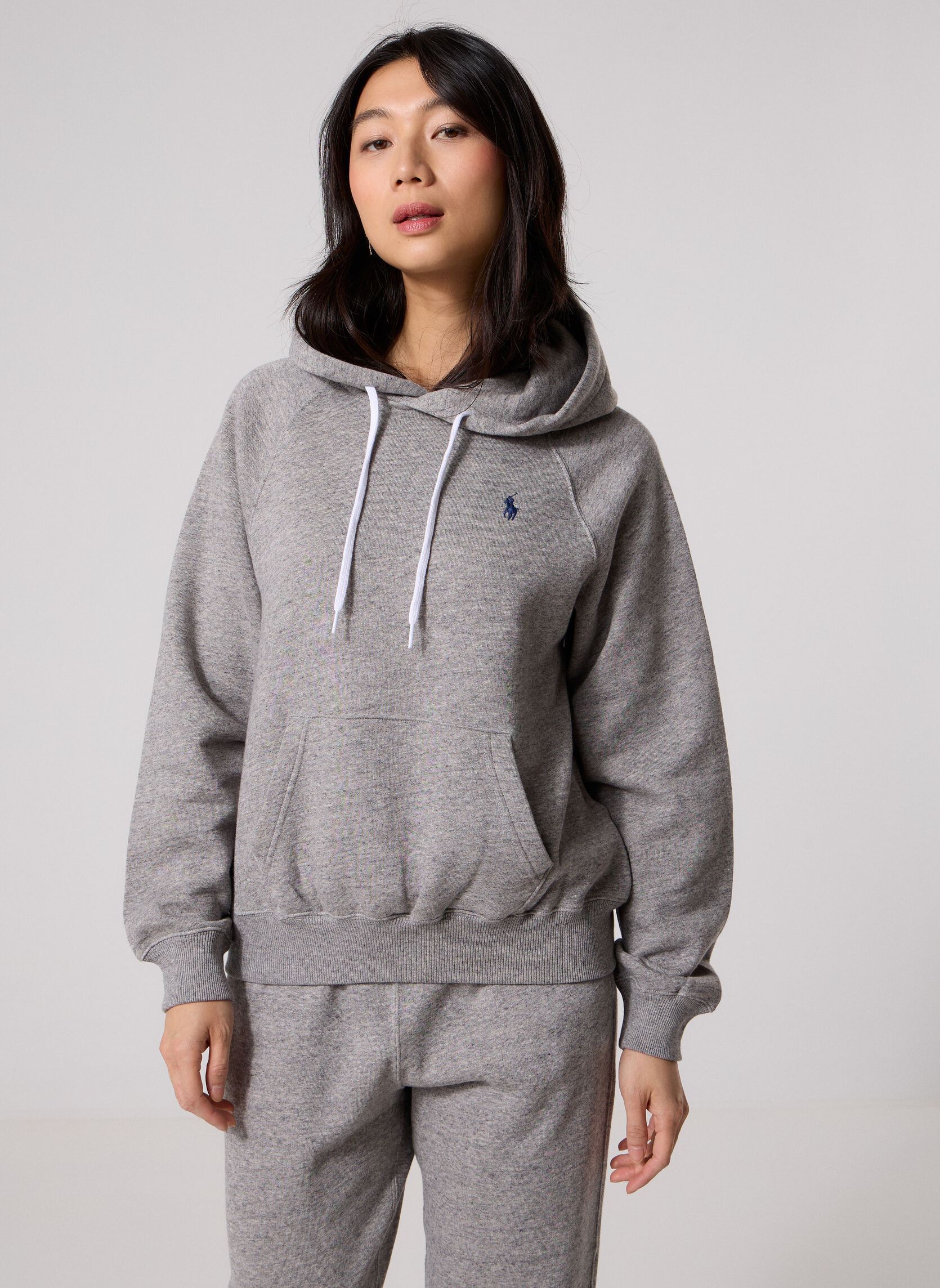 Sweats zippés Sweat à capuche en molleton femme gris Polo Ralph Lauren Sweats zippés Sweat à capuche en molleton femme gris DARK VINTAGE HEATHER