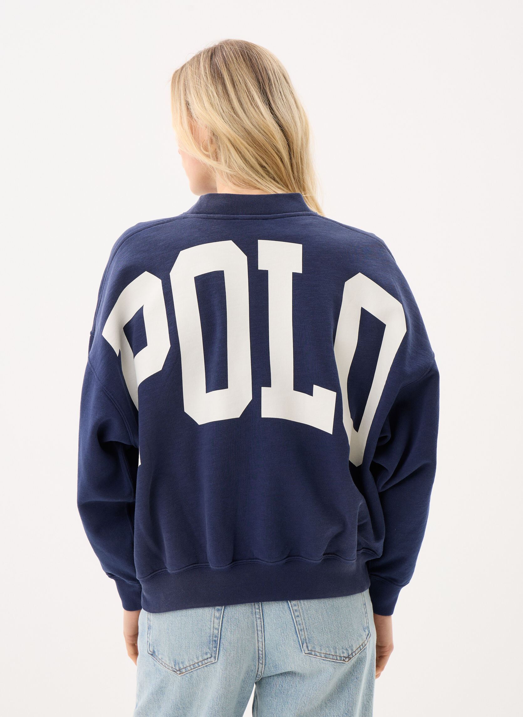 Sweatshirts Sweat à col rond en molleton oversize femme bleu Polo Ralph Lauren Sweatshirts Sweat à col rond en molleton oversize femme bleu Newport navy