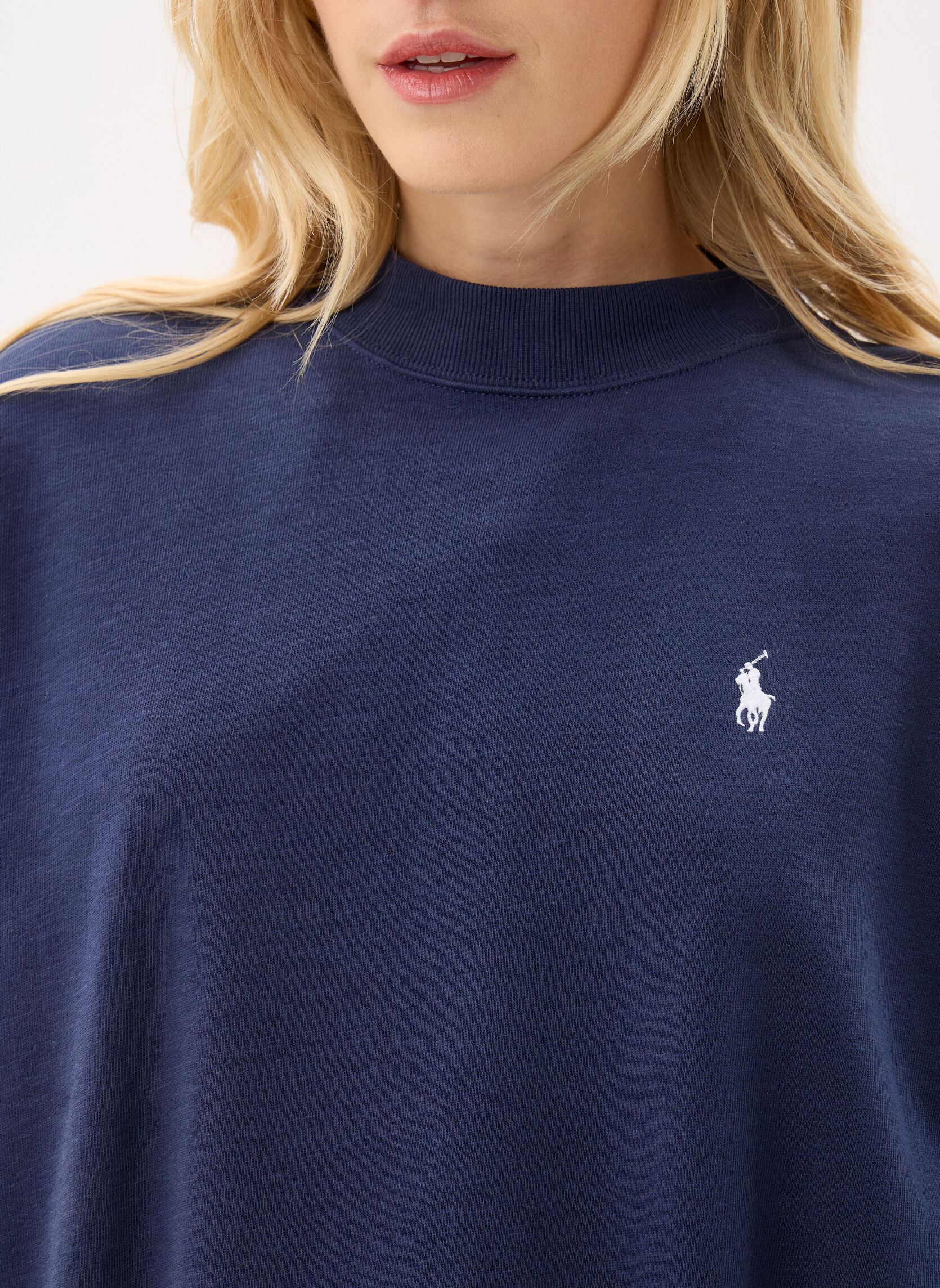 Sweatshirts Sweat à col rond en molleton oversize femme bleu Polo Ralph Lauren Sweatshirts Sweat à col rond en molleton oversize femme bleu Newport navy