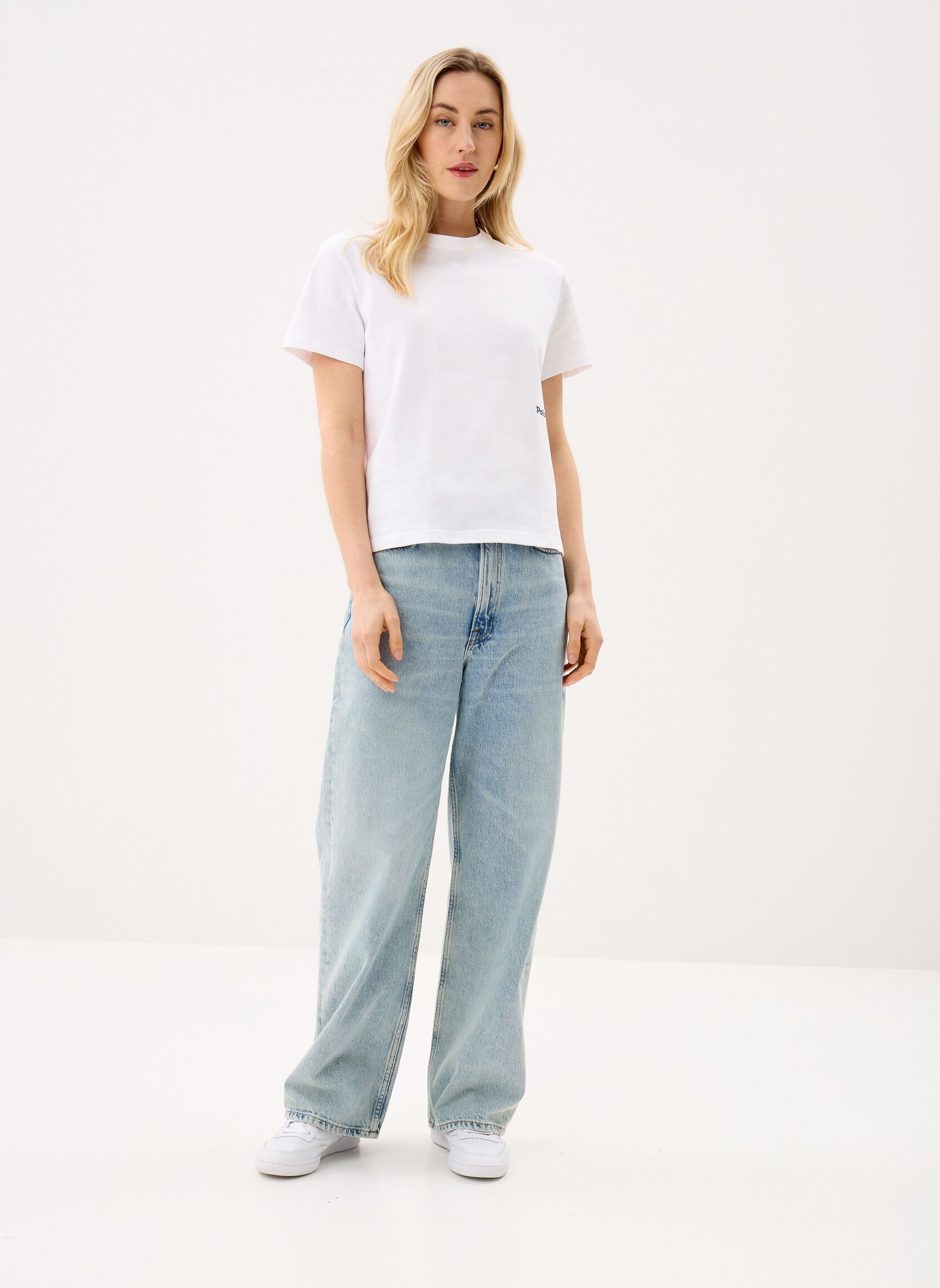 Tee-shirts manches courtes T-shirt logo à col rond en jersey femme blanc Polo Ralph Lauren Tee-shirts manches courtes T-shirt logo à col rond en jersey femme blanc White