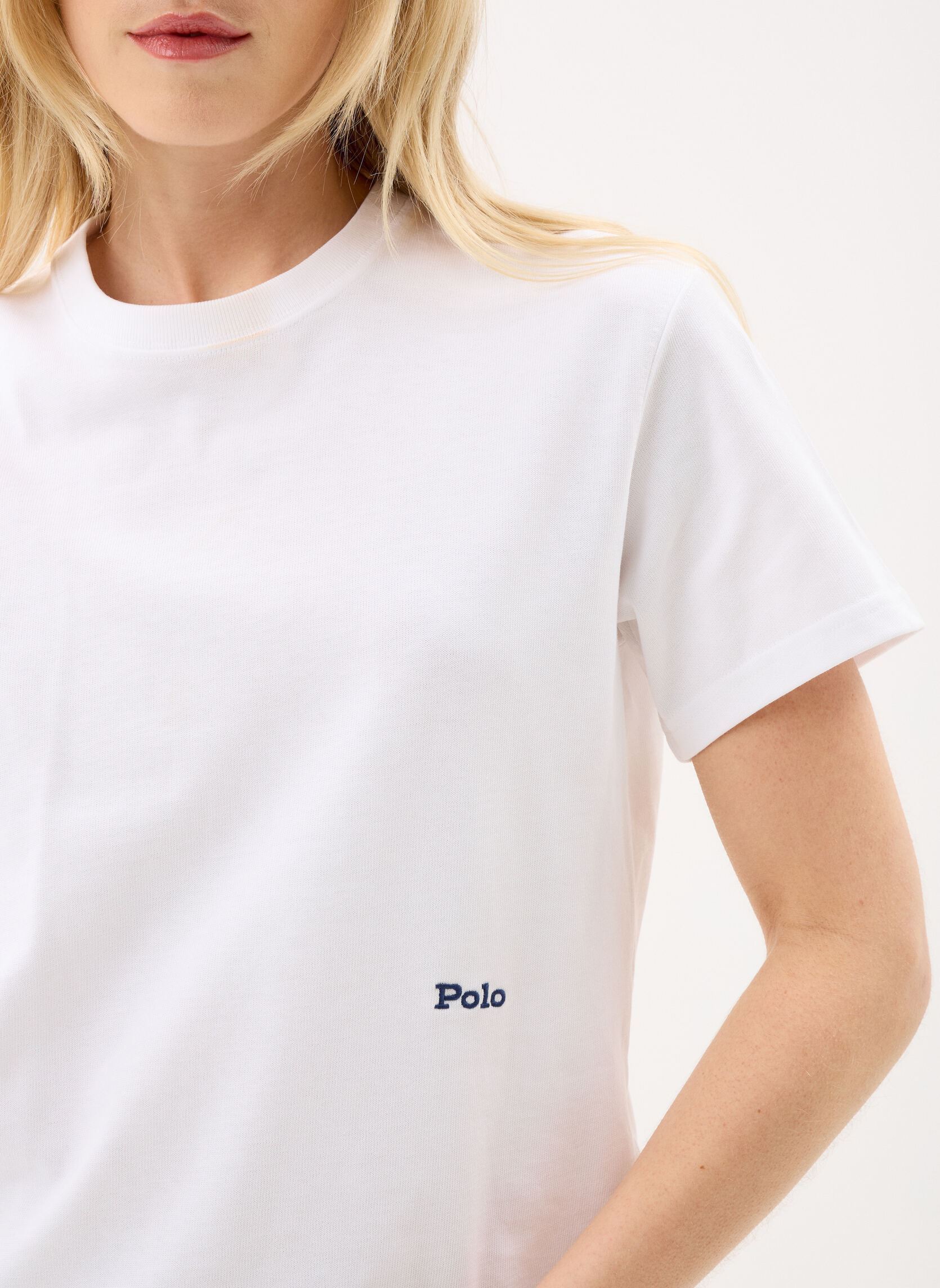 Tee-shirts manches courtes T-shirt logo à col rond en jersey femme blanc Polo Ralph Lauren Tee-shirts manches courtes T-shirt logo à col rond en jersey femme blanc White