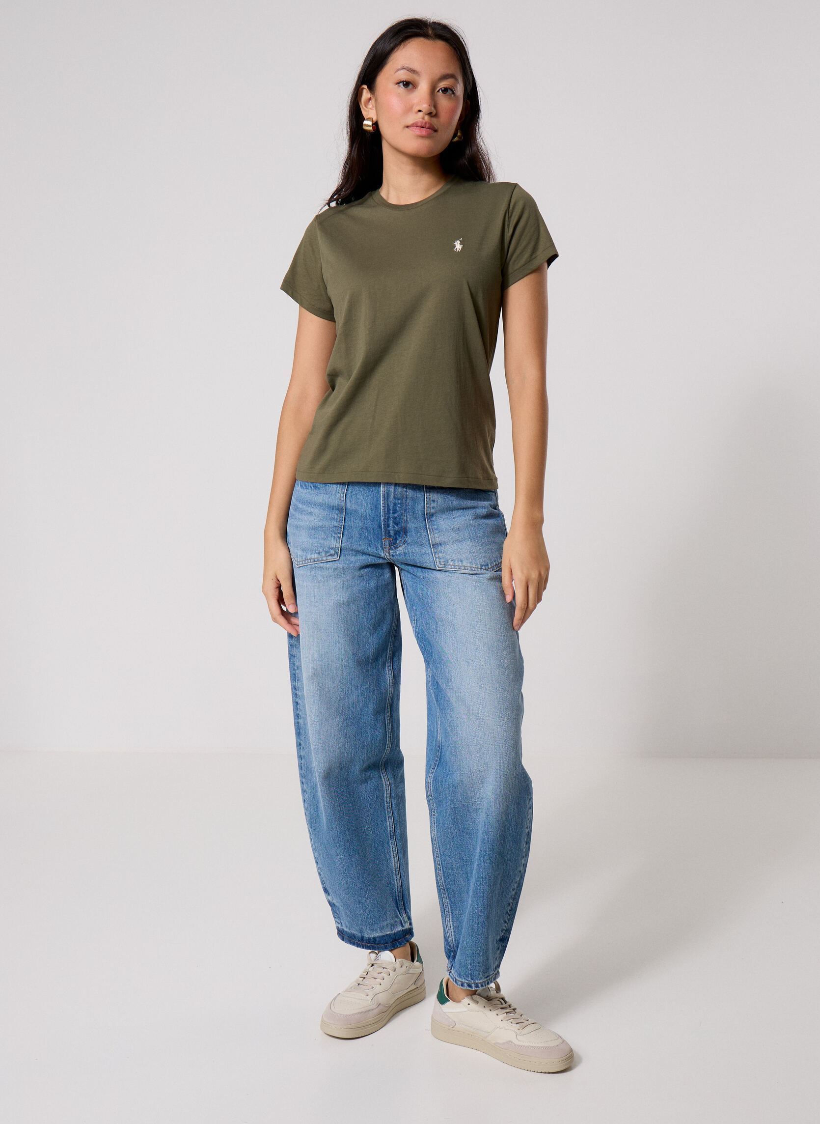 Tee-shirts manches courtes T-shirt Classic fit col rond coton femme vert Polo Ralph Lauren Tee-shirts manches courtes T-shirt Classic fit col rond coton femme vert DENSE OLIVE