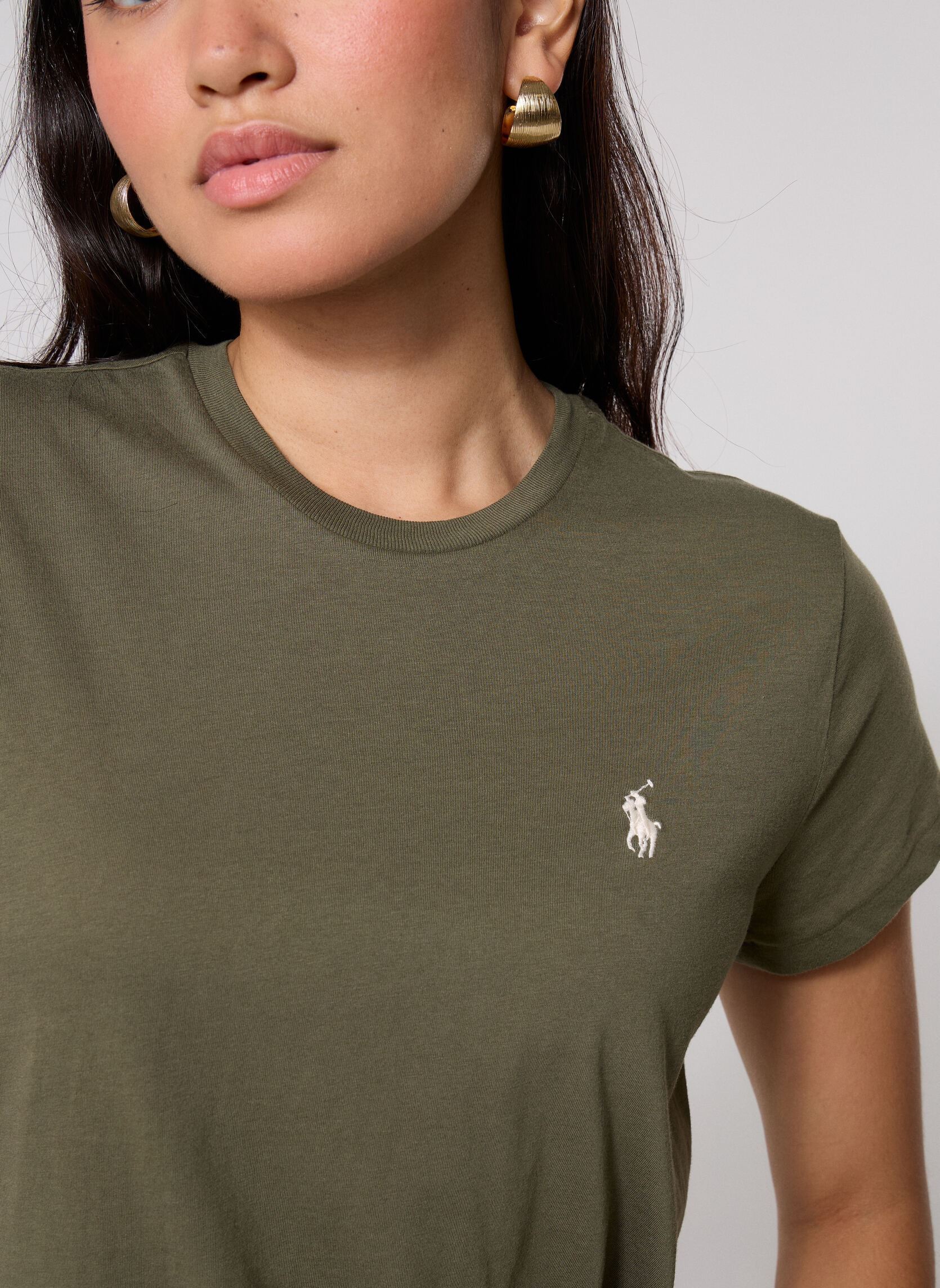 Tee-shirts manches courtes T-shirt Classic fit col rond coton femme vert Polo Ralph Lauren Tee-shirts manches courtes T-shirt Classic fit col rond coton femme vert DENSE OLIVE