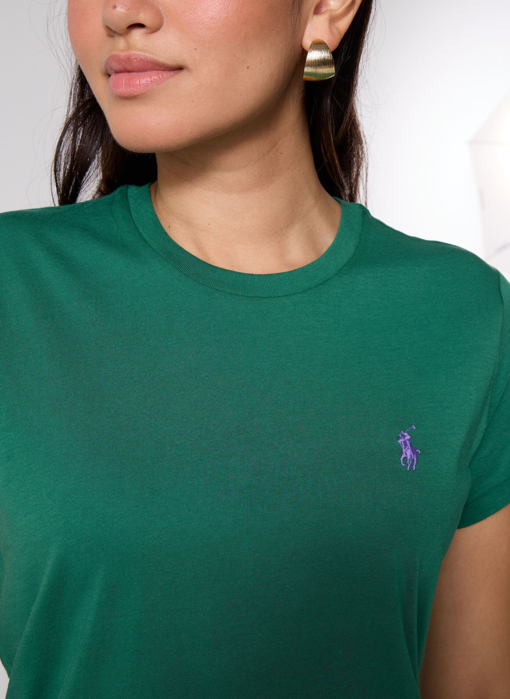 Tee-shirts manches courtes T-shirt Classic fit col rond coton femme vert Polo Ralph Lauren Tee-shirts manches courtes T-shirt Classic fit col rond coton femme vert BUSH GREEN